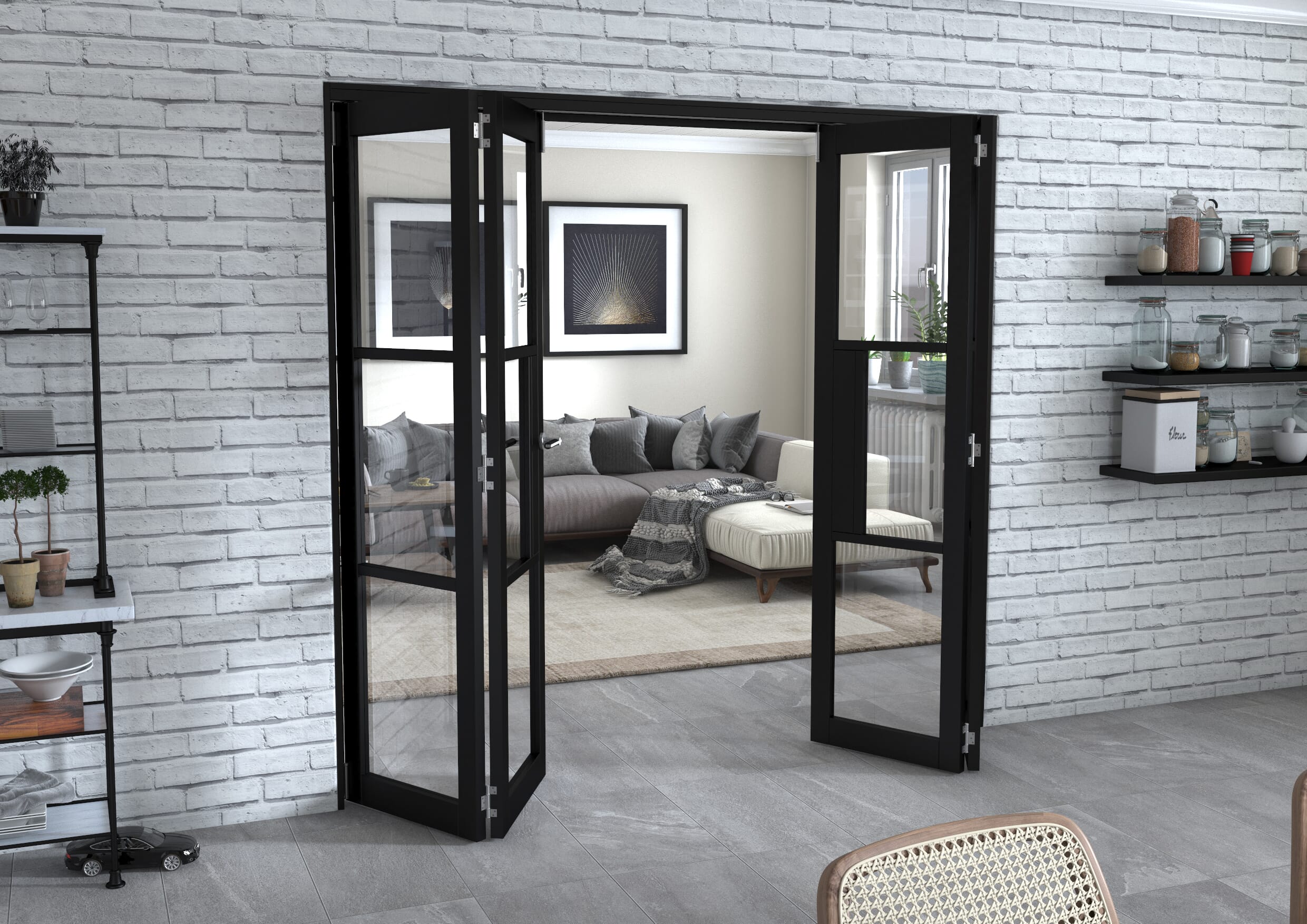 Black Heritage 4 Door Roomfold Grande (2 + 2 x 533mm Doors)