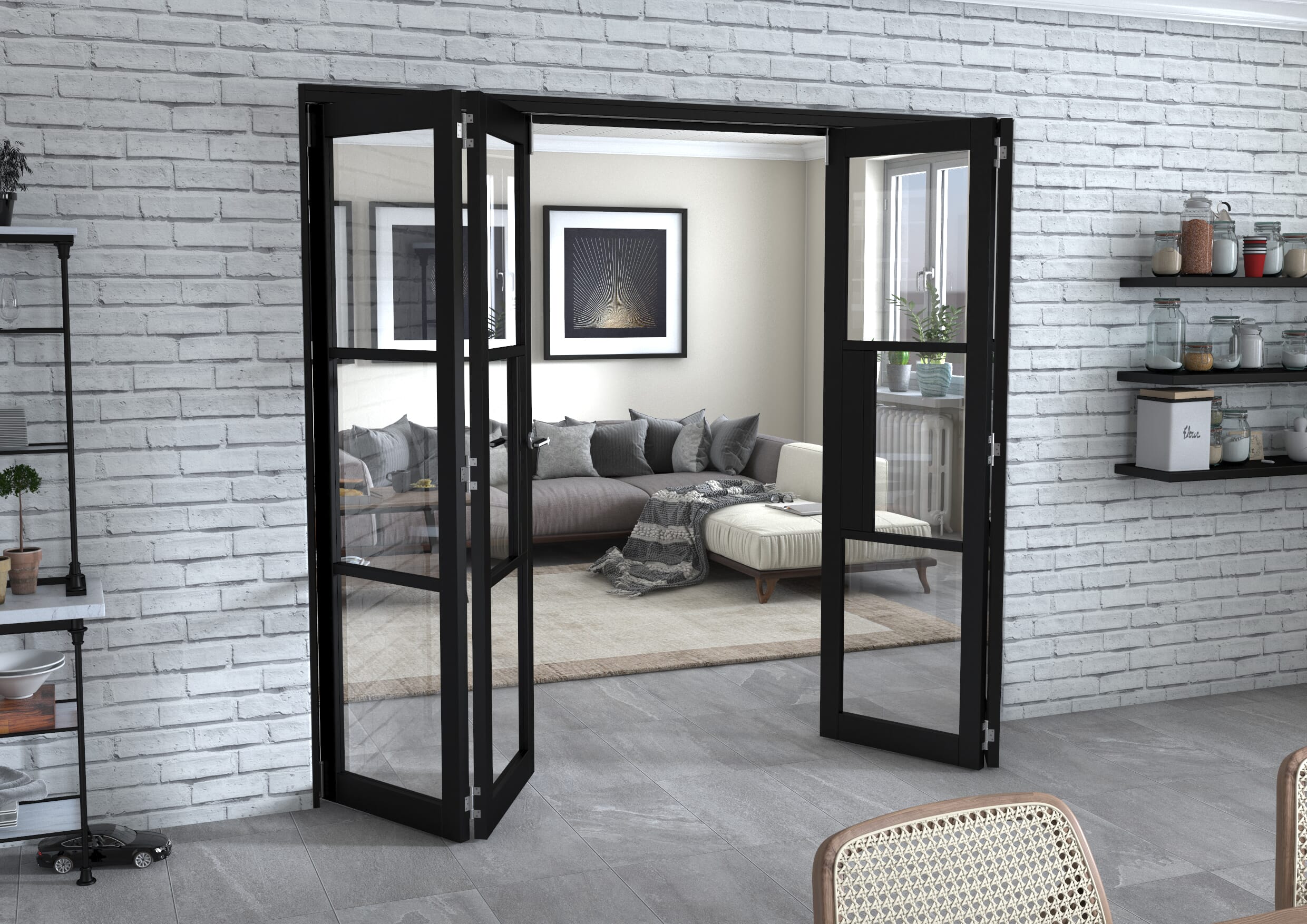 Black Heritage 4 Door Roomfold Grande 2400mm (8ft) 2 + 2 Set