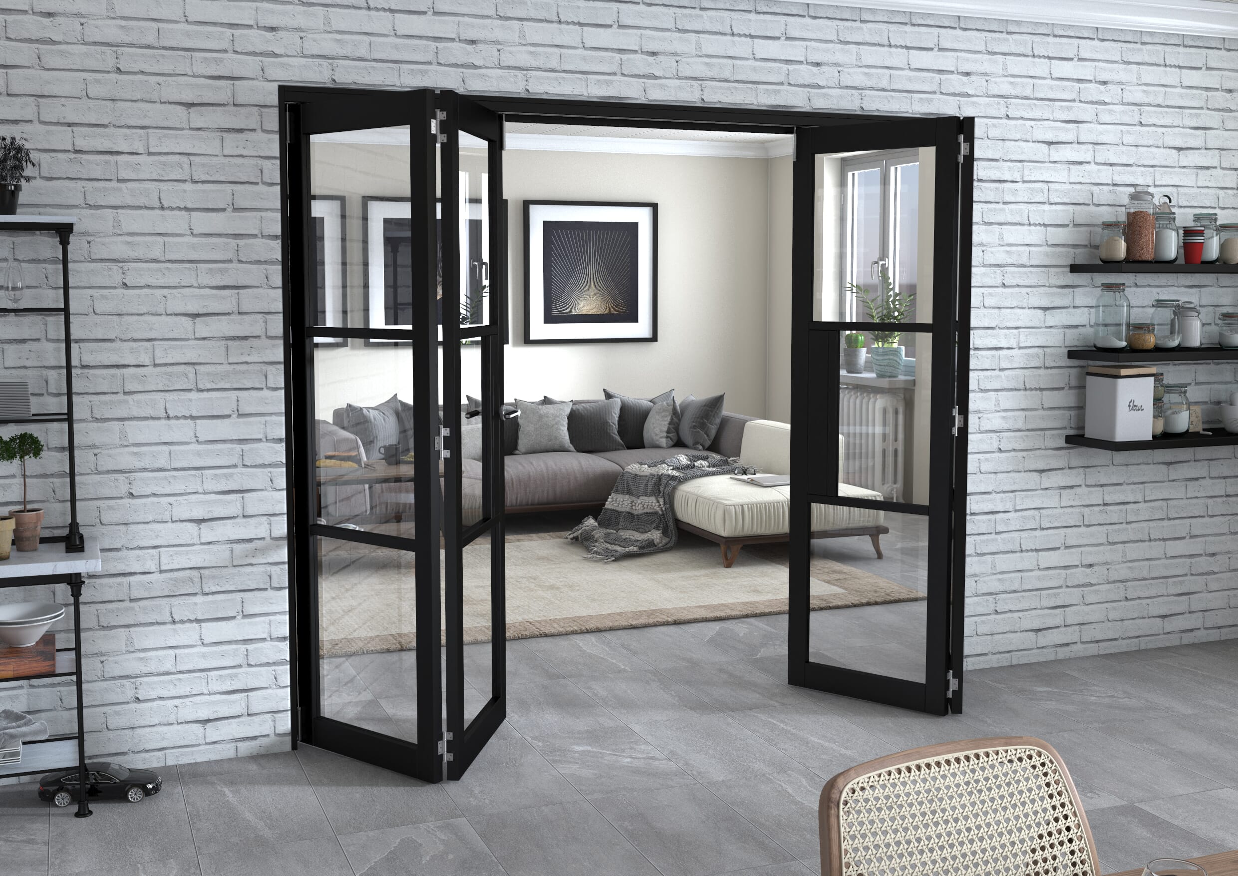 Black Heritage 4 Door Roomfold Grande (2 + 2 x 610mm Doors)