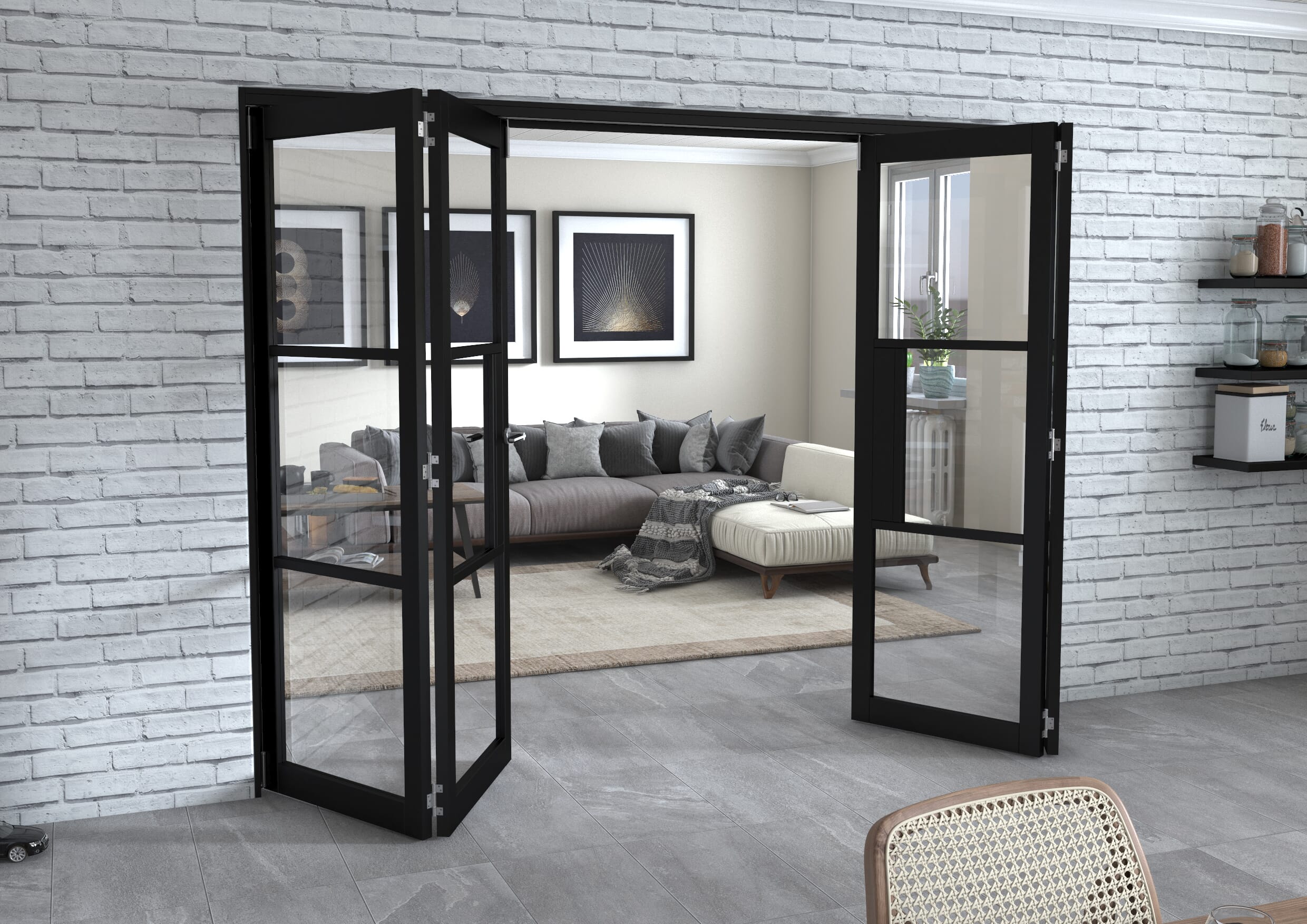 Black Heritage 4 Door Roomfold Grande (2 + 2 x 686mm Doors)