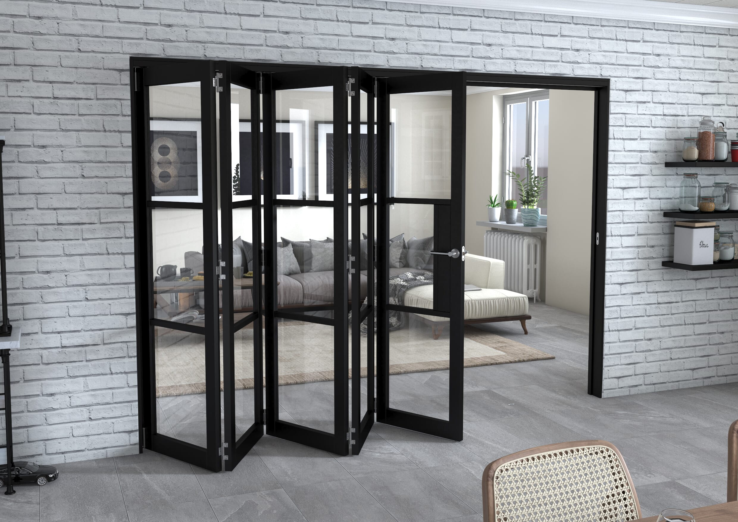 Black Heritage 5 Door Roomfold Grande 3000mm (10ft) 5 + 0 Set