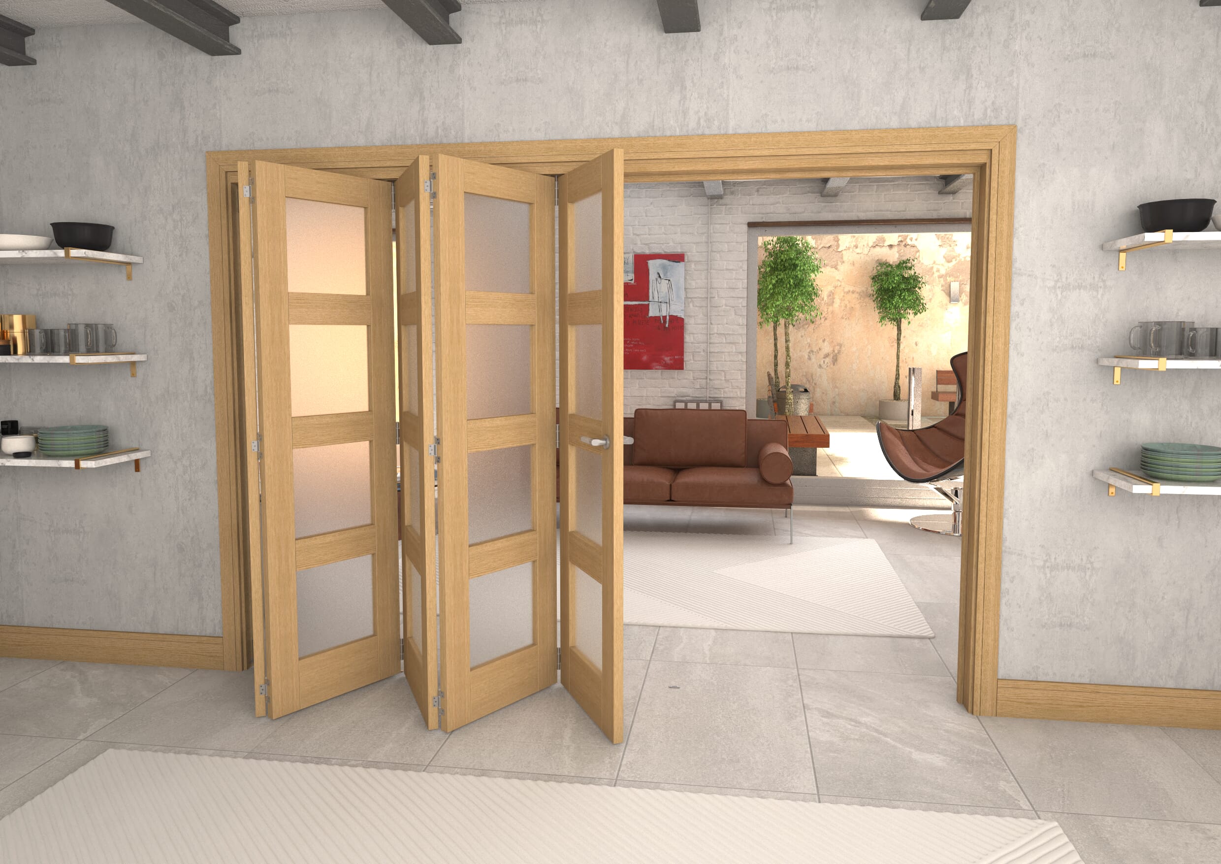 2946x2060x133mm Oak 4L Frosted Roomfold Grande (5+0)