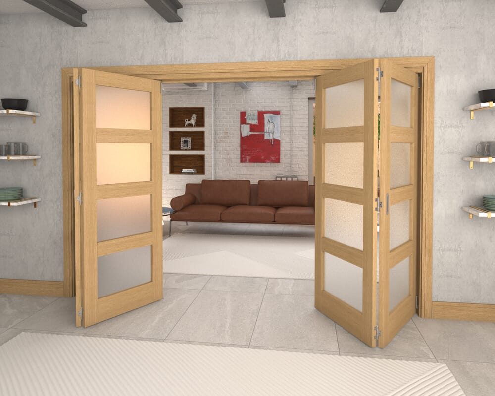 3136x2060x133mm Oak 4L Frosted Roomfold Grande (2+2)