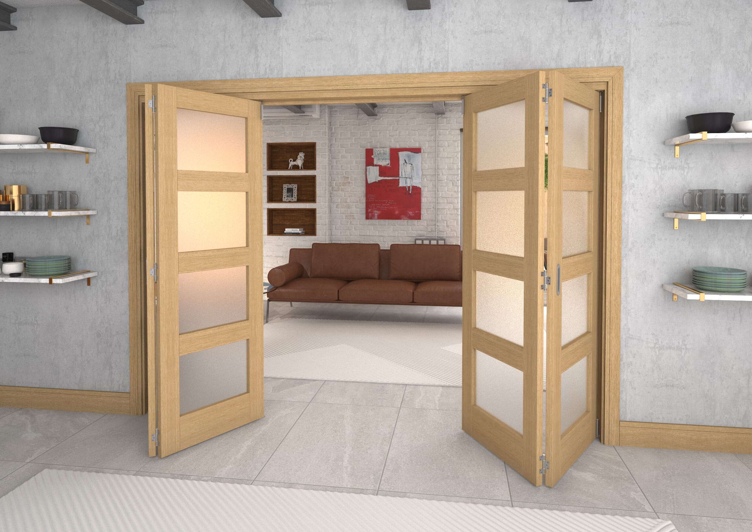 2832x2060x133mm Oak 4L Frosted Roomfold Grande (2+2)