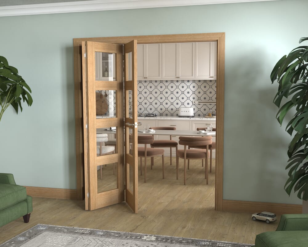 Prefinished Oak 4 Light 3 Door Roomfold (3 x 573mm doors)