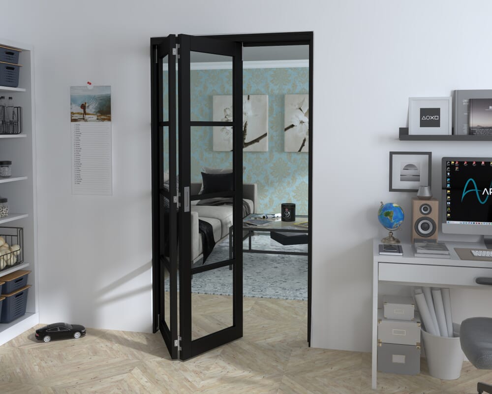 Black Kensington 4L 2 Door Roomfold Grande (2 + 0 x 533mm Doors)