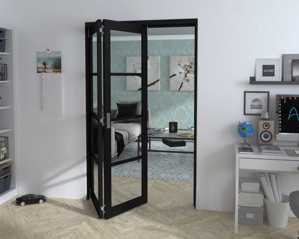 Black Kensington 4L 2 Door Roomfold Grande (2 + 0 x 610mm Doors)