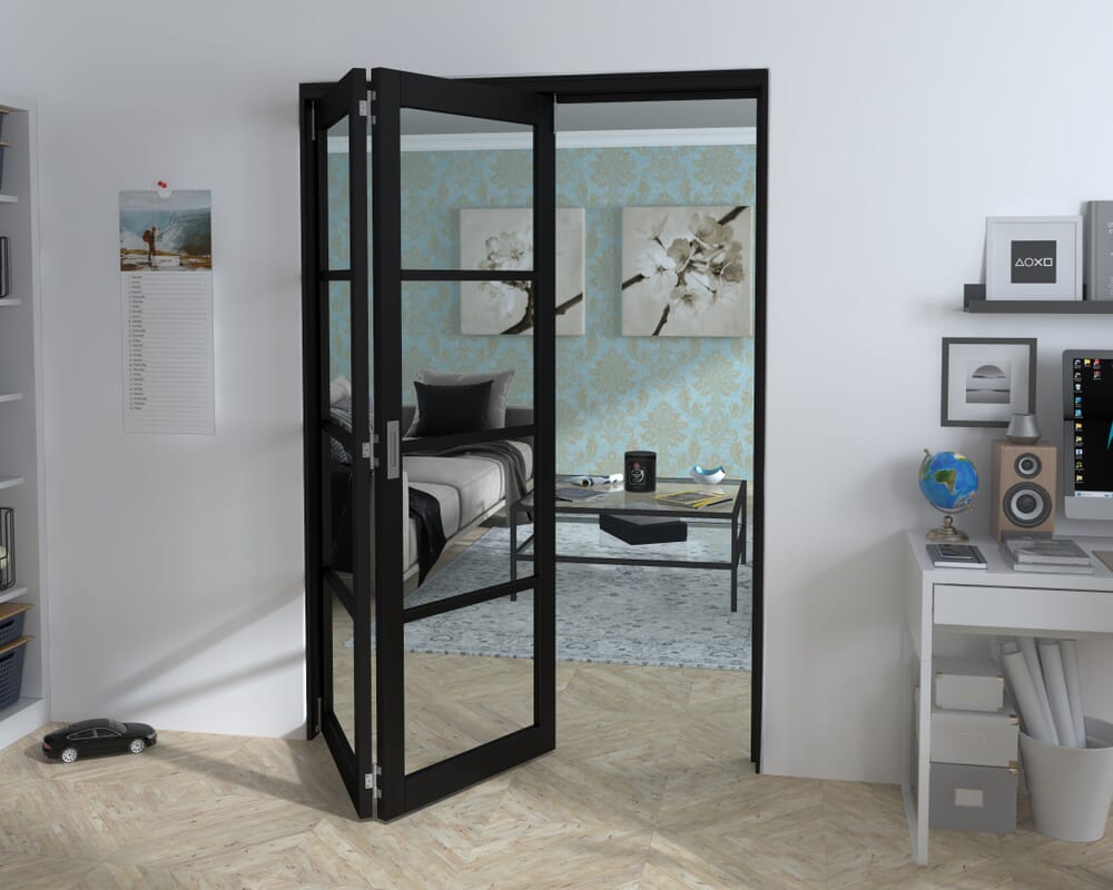 Black Kensington 4L 2 Door Roomfold Grande (2 + 0 x 686mm Doors)