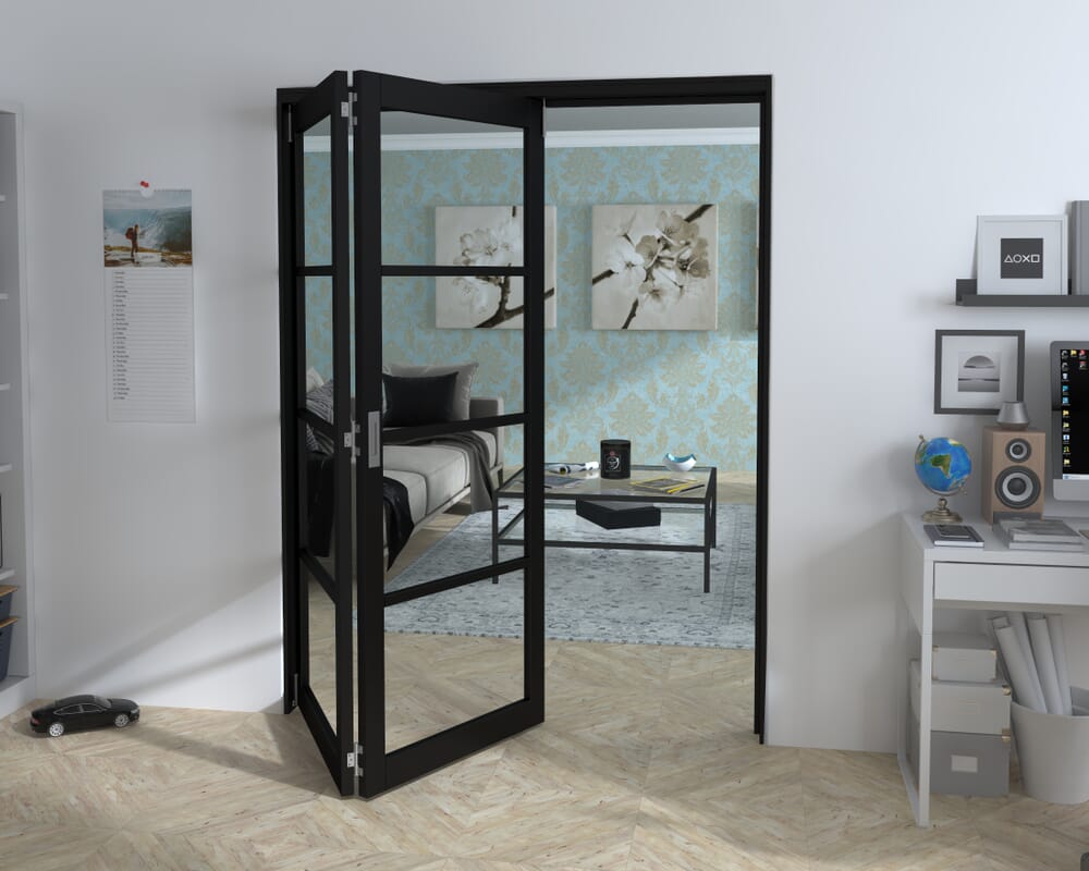 Black Kensington 4L 2 Door Roomfold Grande (2 + 0 x 762mm Doors)