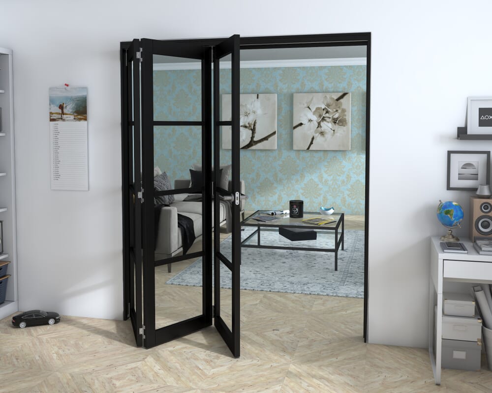 Black Kensington 4L 3 Door Roomfold Grande 1800mm (6ft) 3 + 0 Set