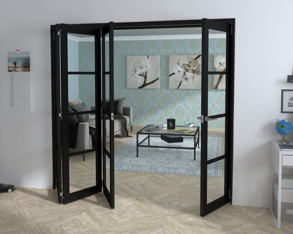 Black Kensington 4L 4 Door Roomfold Grande (3 + 1 x 533mm Doors)