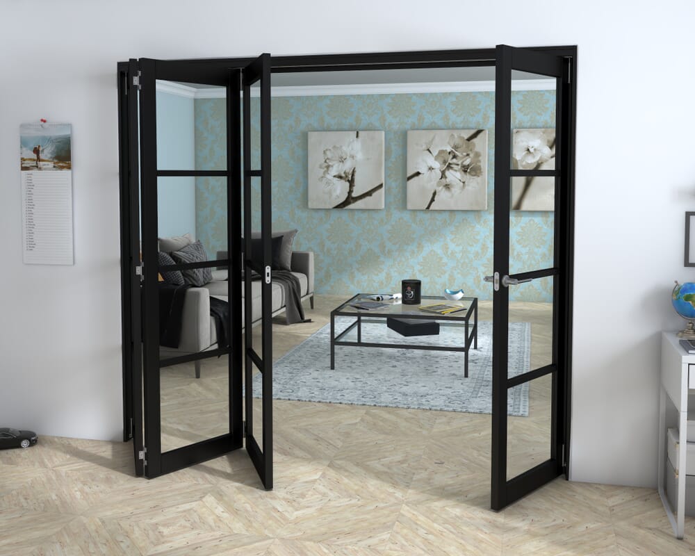 Black Kensington 4L 4 Door Roomfold Grande 2400mm (8ft) 3 + 1 Set