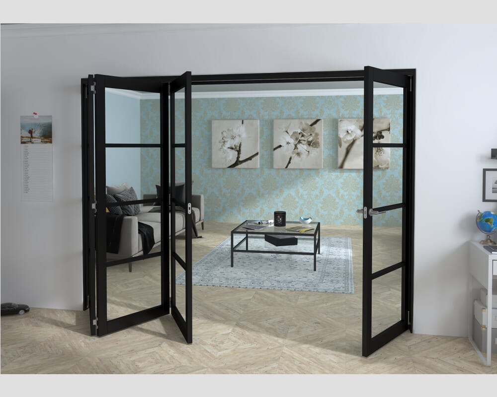 Black Kensington 4L 4 Door Roomfold Grande (3 + 1 x 686mm Doors)