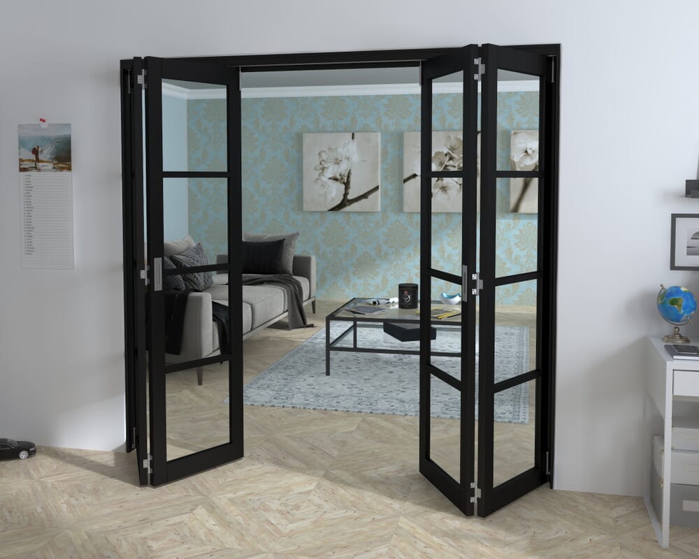 Black Kensington 4L 4 Door Roomfold Grande (2 + 2 x 533mm Doors)