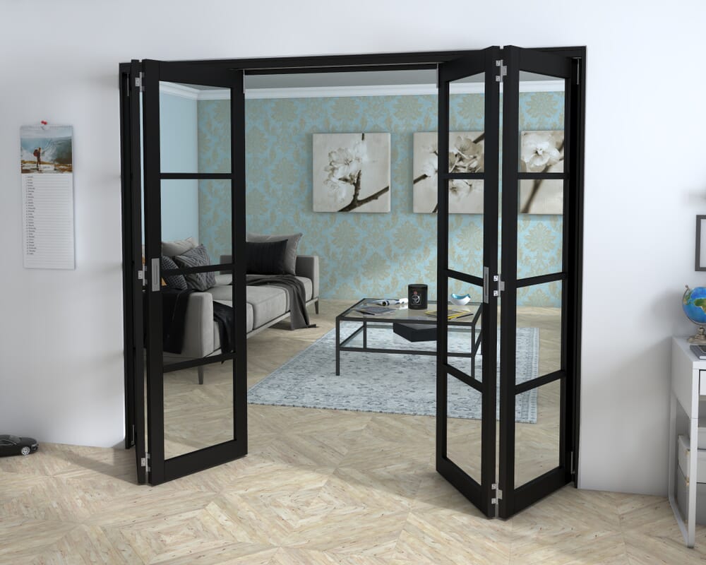 Black Kensington 4L 4 Door Roomfold Grande 2400mm (8ft) 2 + 2 Set