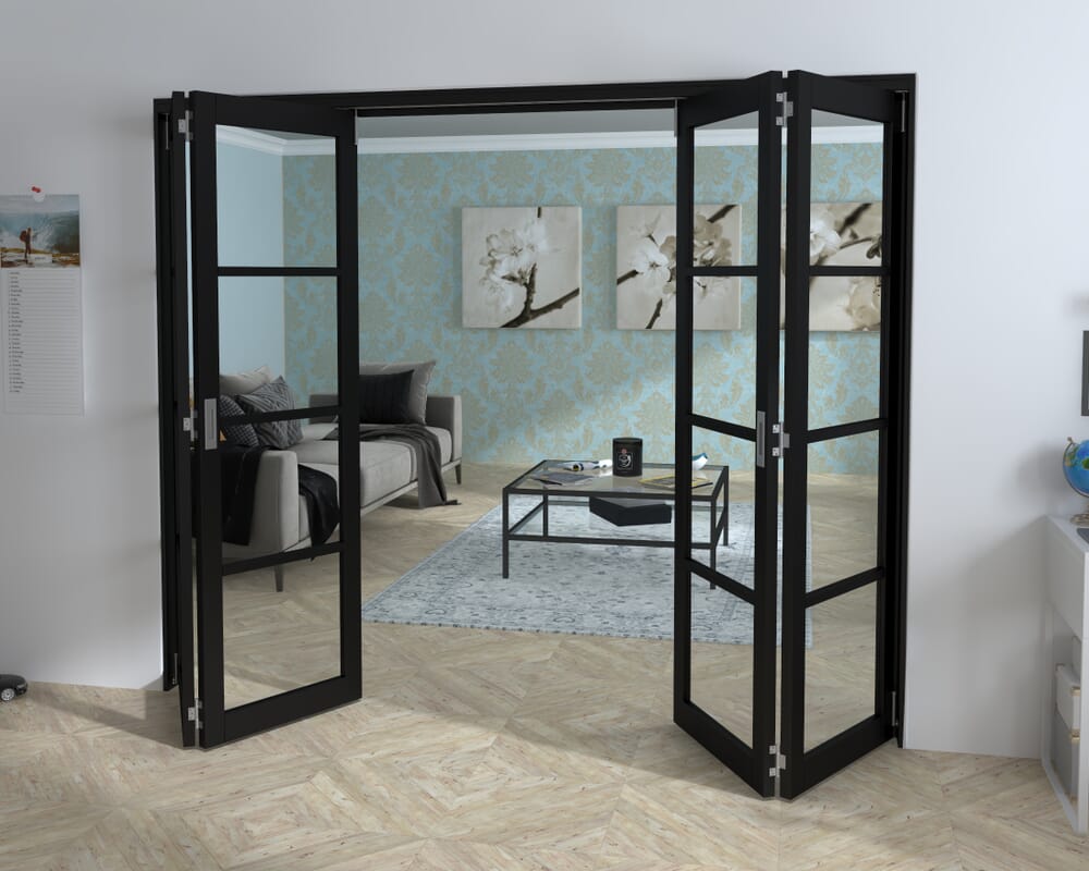 Black Kensington 4L 4 Door Roomfold Grande (2 + 2 x 610mm Doors)