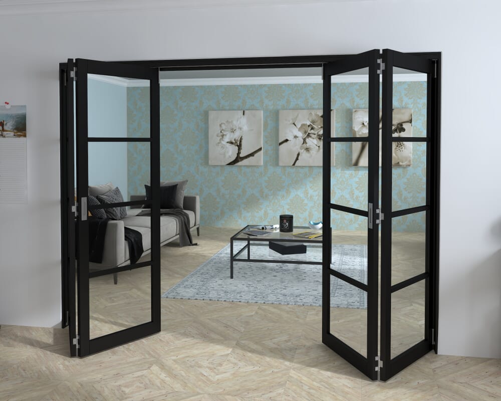 Black Kensington 4L 4 Door Roomfold Grande (2 + 2 x 686mm Doors)