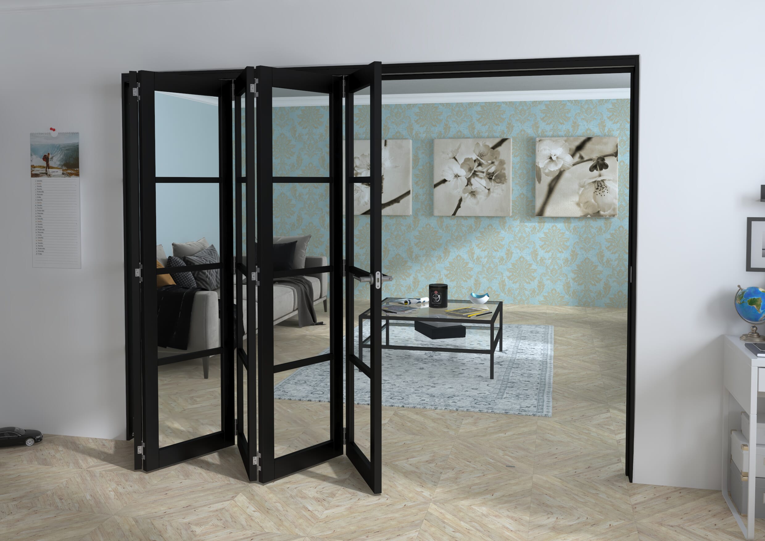 Black Kensington 4L 5 Door Roomfold Grande (5 + 0 x 533mm Doors)