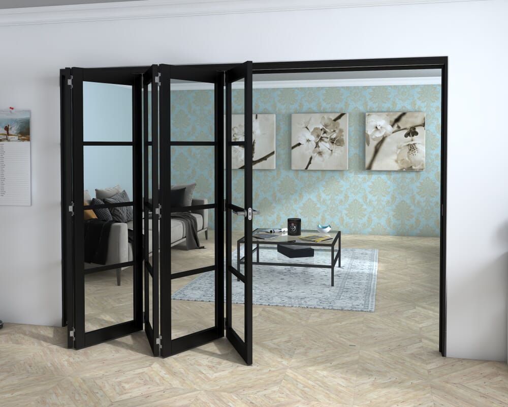 Black Kensington 4L 5 Door Roomfold Grande 3000mm (10ft) 5 + 0 Set