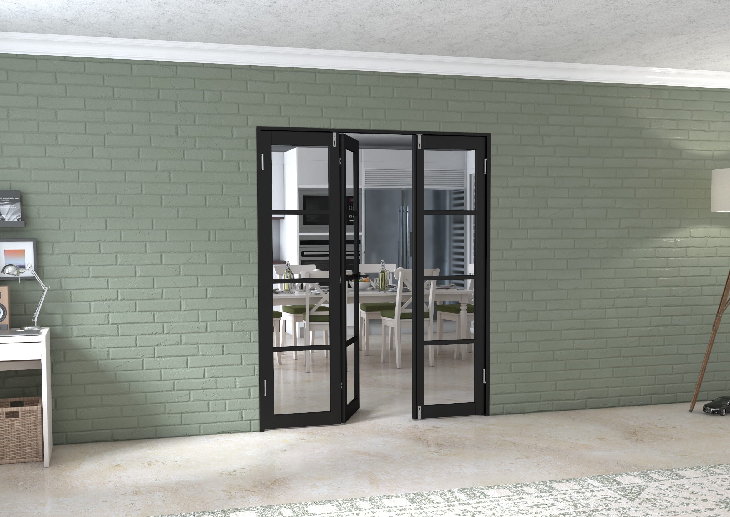 Black Kensington 4L 3 Door Frenchfold (3 x 533mm Doors)
