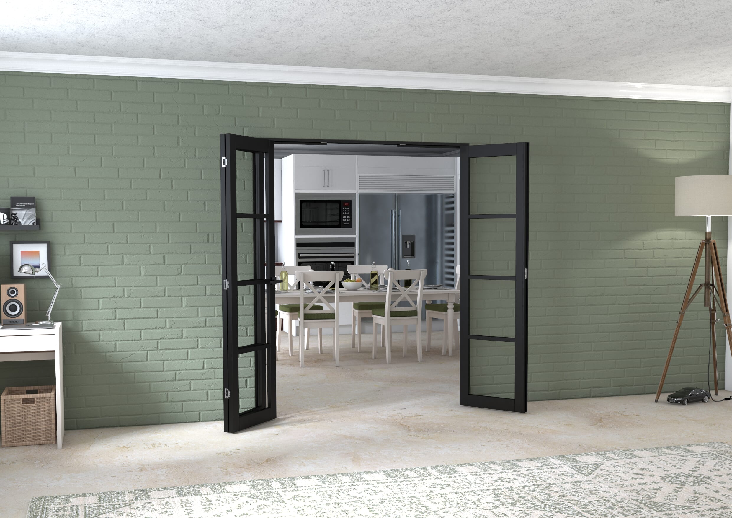 Black Kensington 4L 3 Door Frenchfold (3 x 533mm Doors)