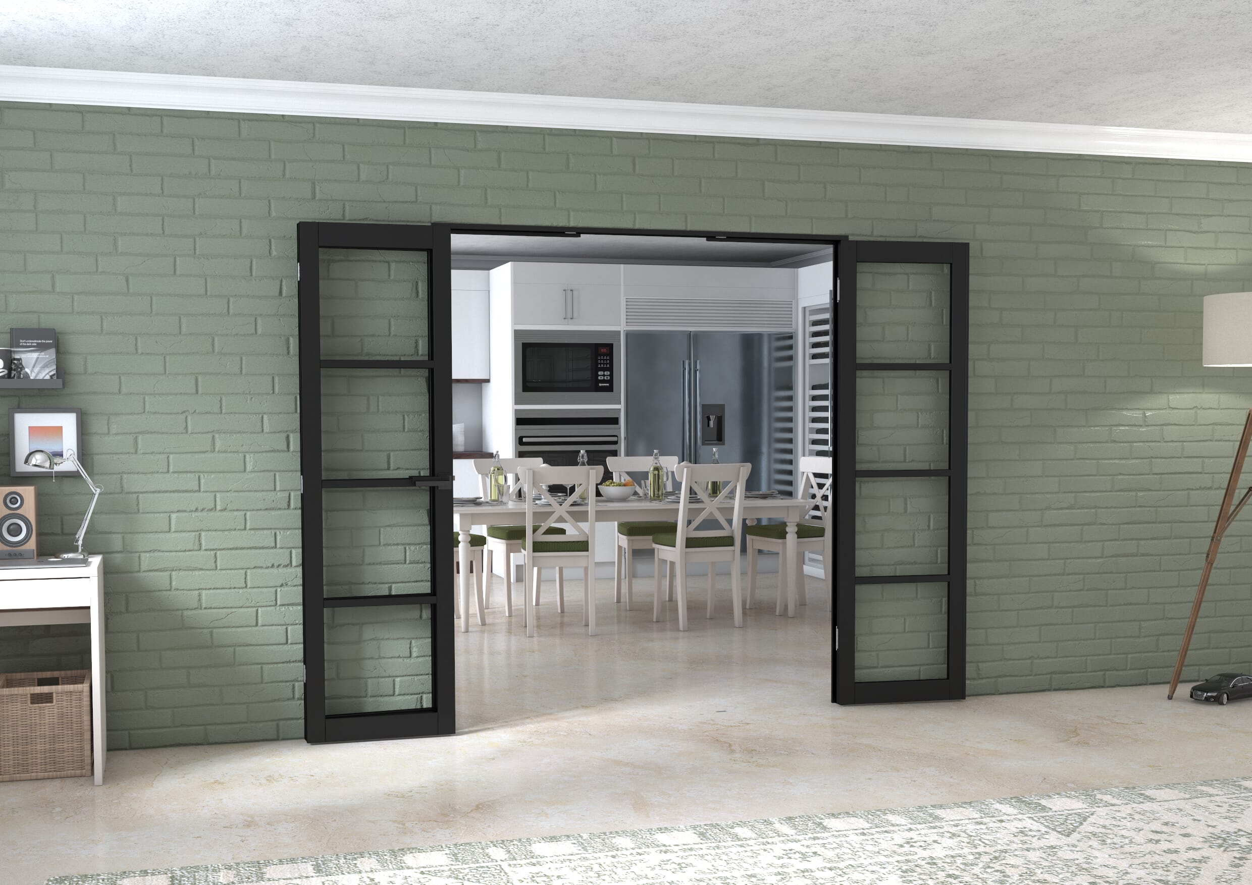 Black Kensington 4L 3 Door Frenchfold (3 x 573mm Doors)