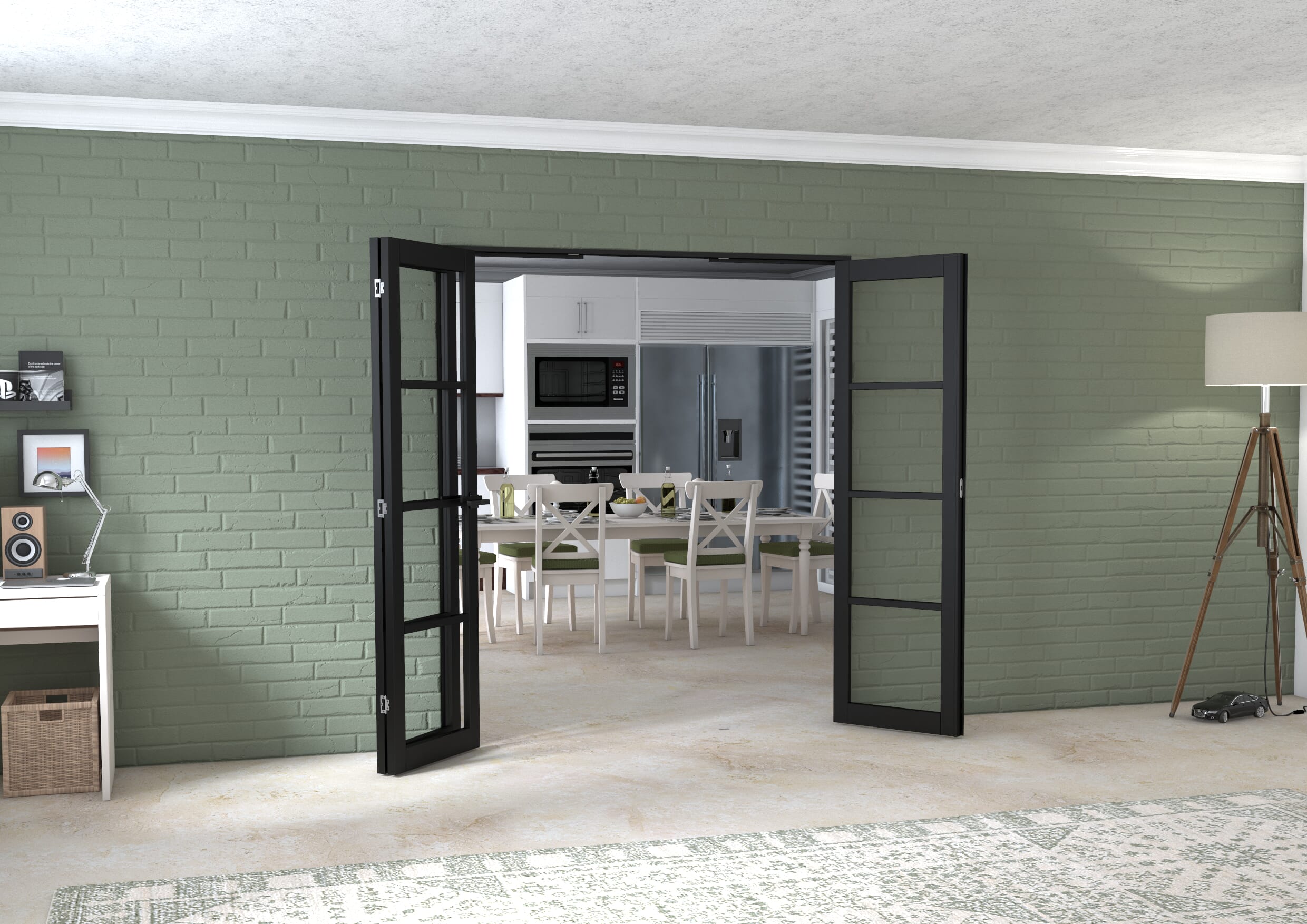 Black Kensington 4L 3 Door Frenchfold (3 x 573mm Doors)
