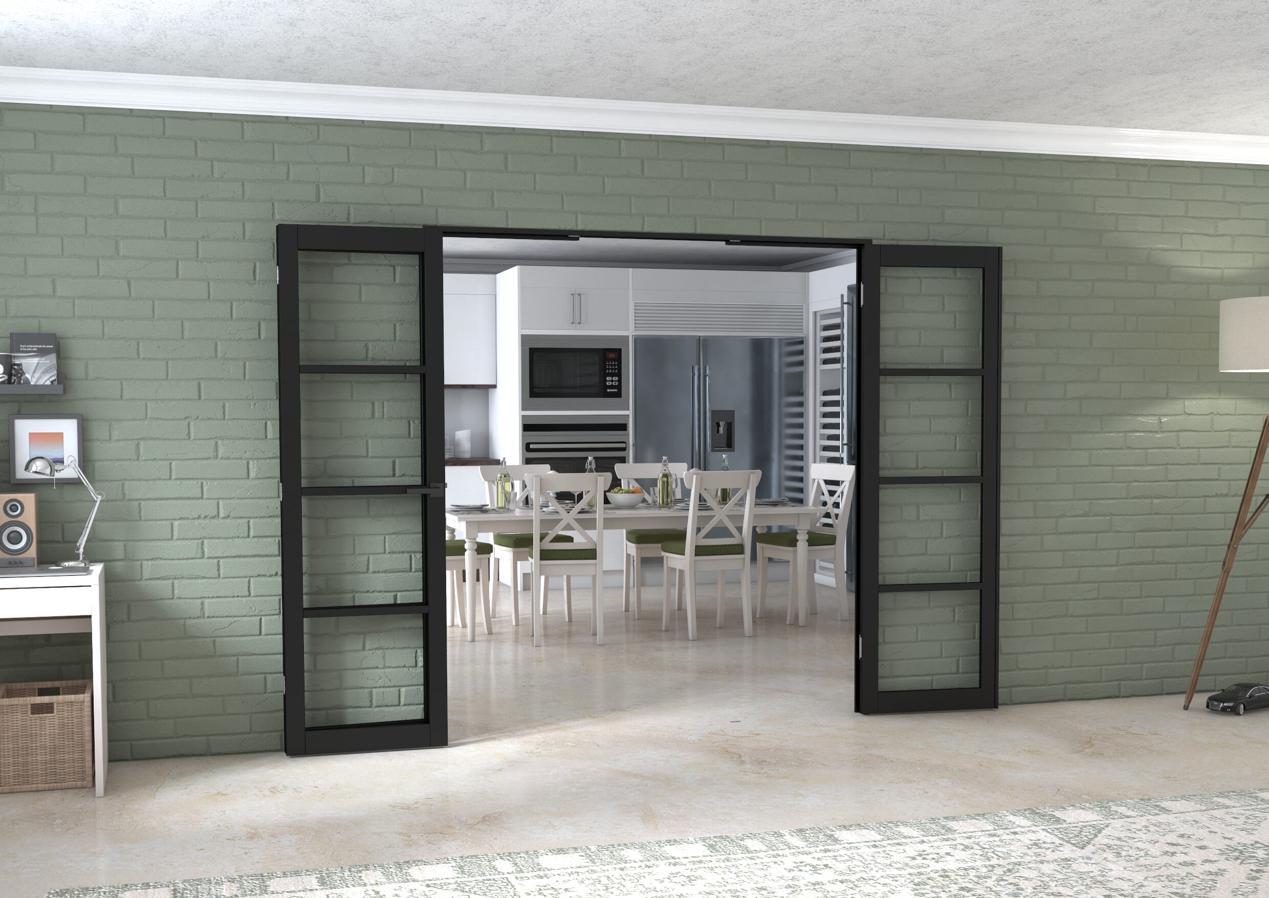 Black Kensington 4L 3 Door Frenchfold (3 x 610mm Doors)