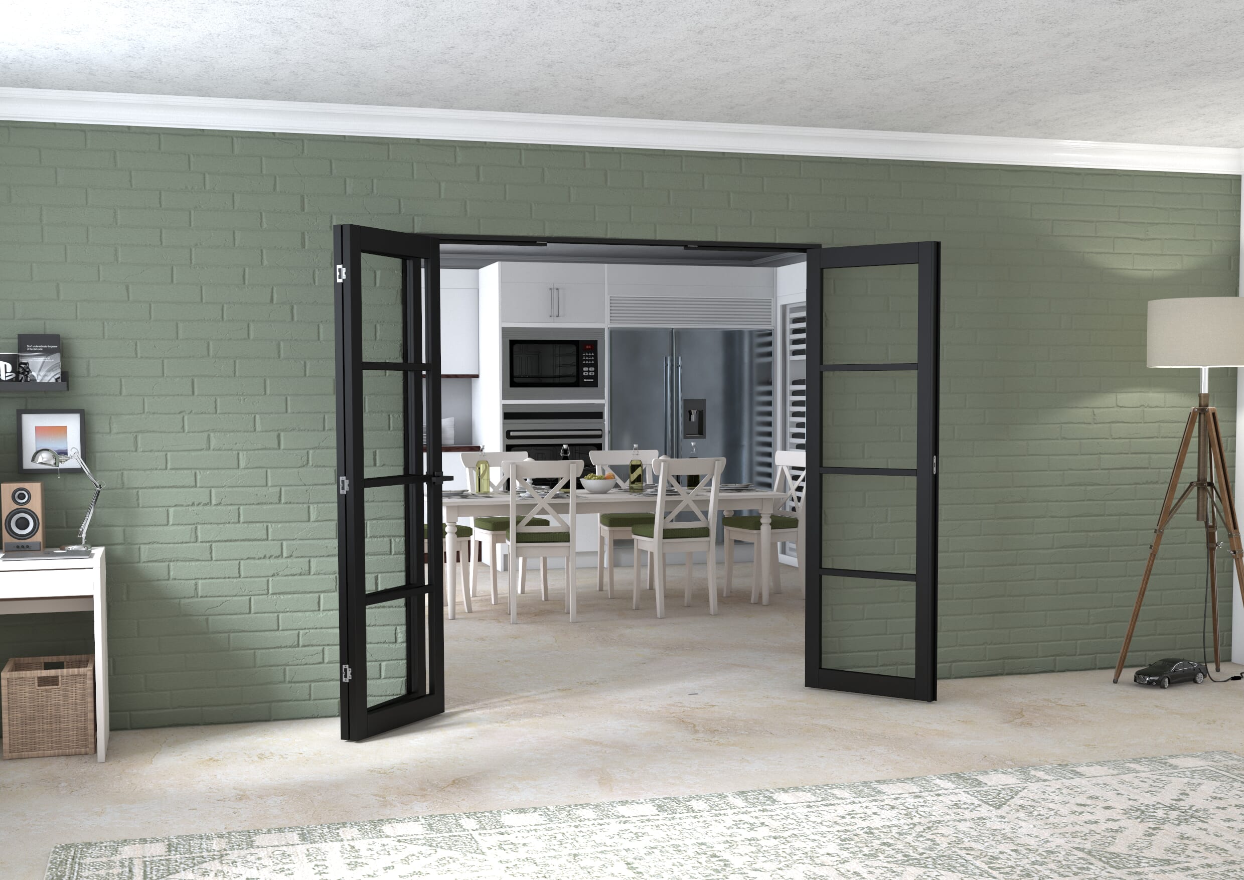 Black Kensington 4L 3 Door Frenchfold (3 x 610mm Doors)