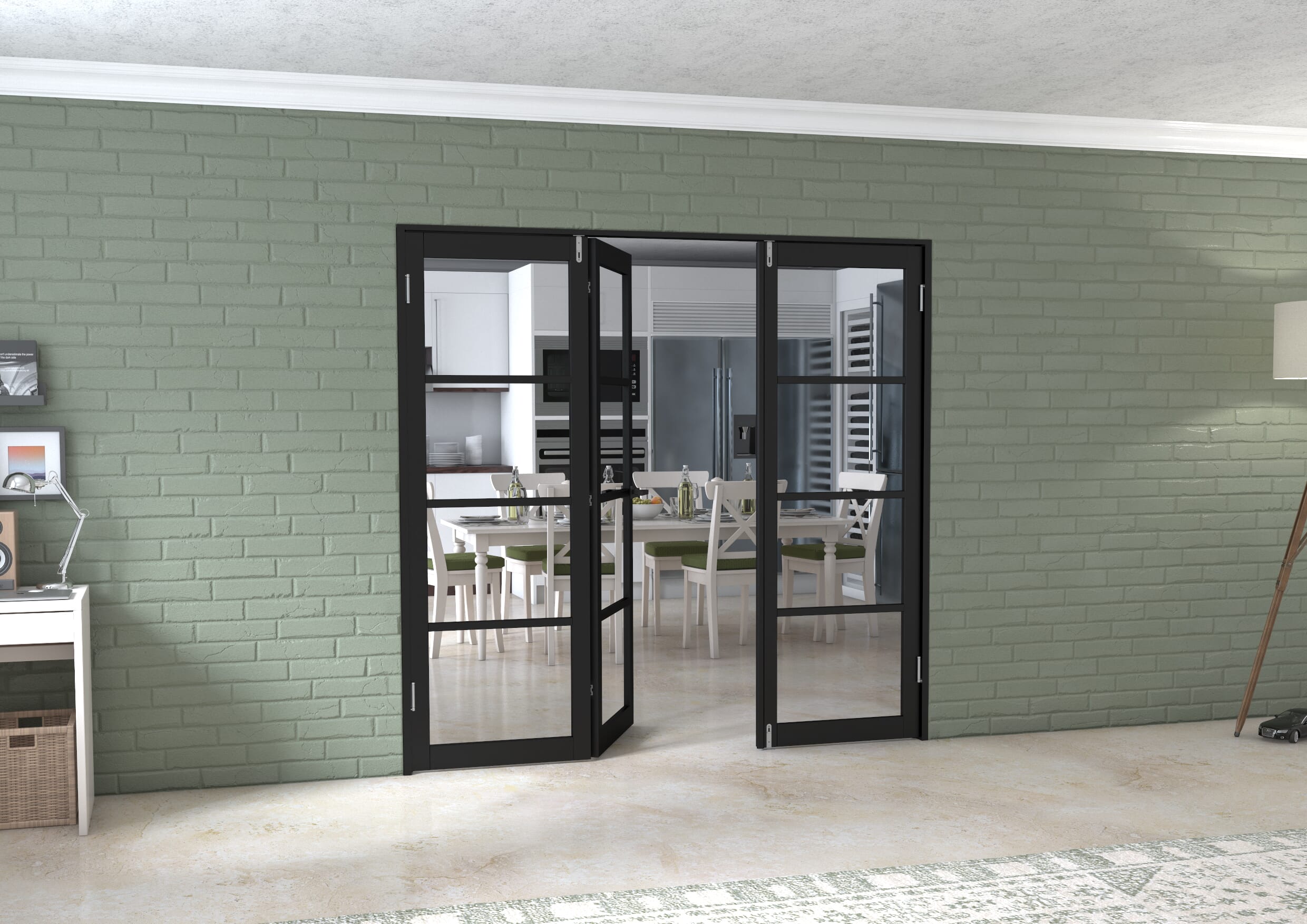 Black Kensington 4L 3 Door Frenchfold (3 x 686mm Doors)