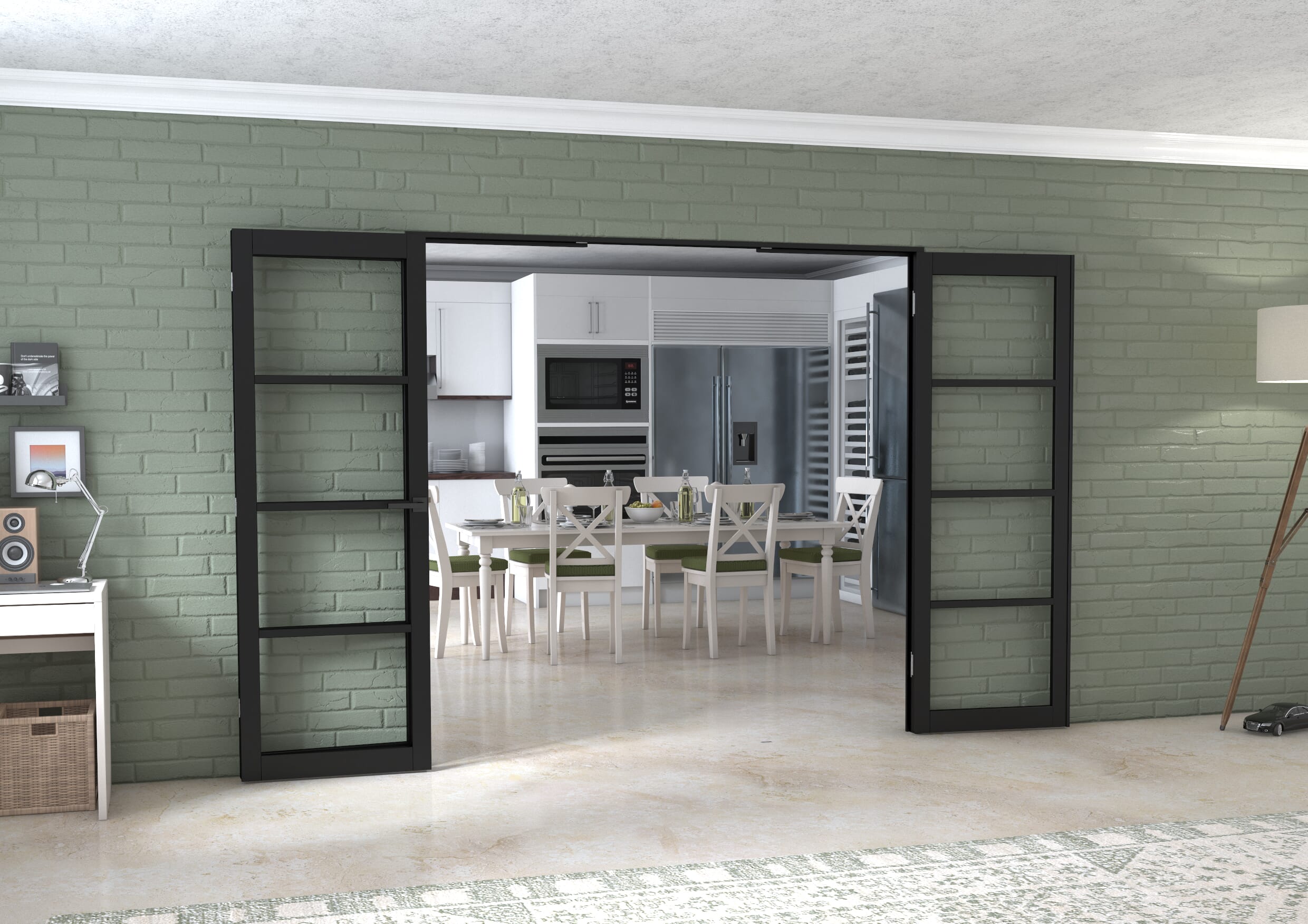 Black Kensington 4L 3 Door Frenchfold (3 x 686mm Doors)