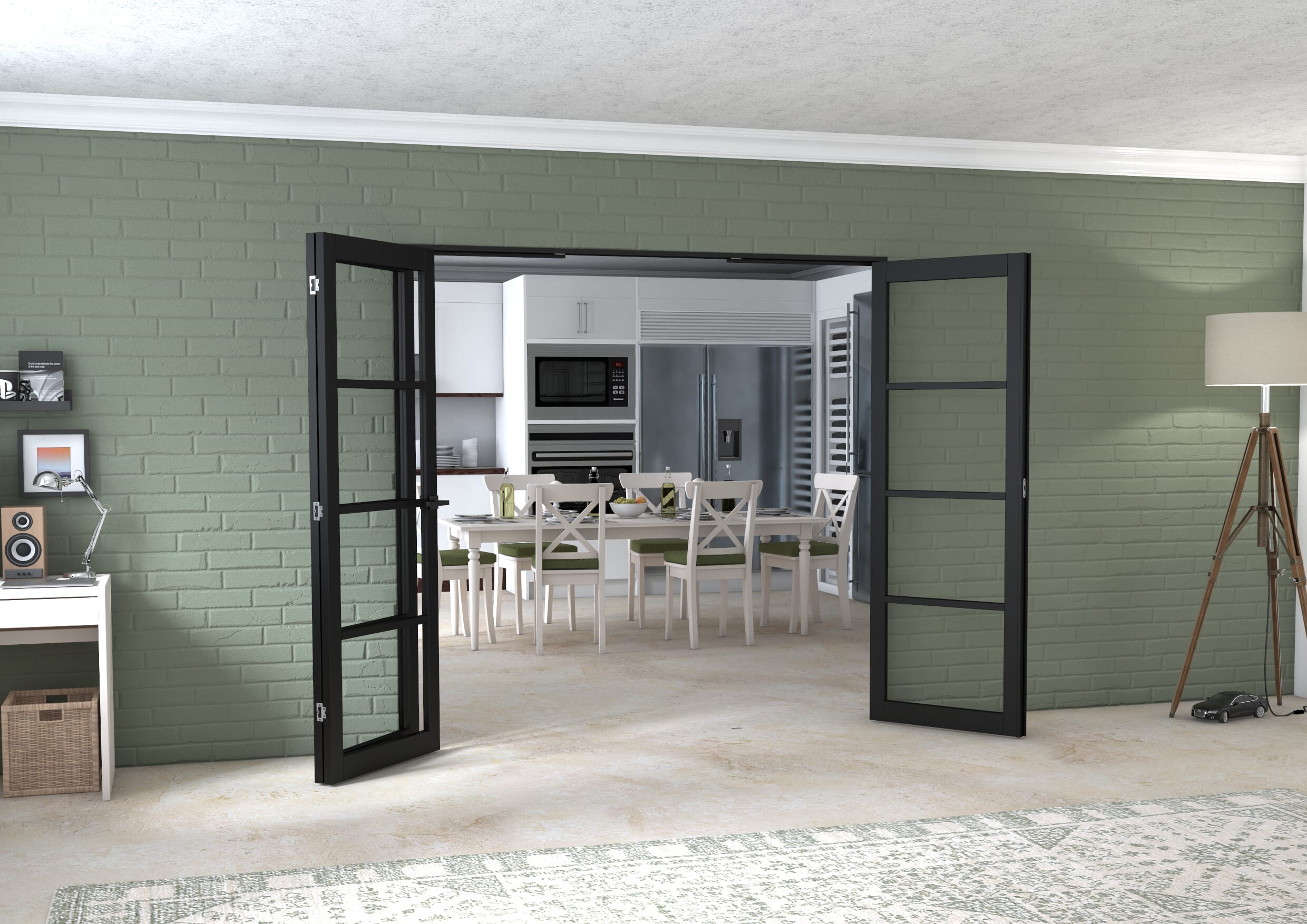 Black Kensington 4L 3 Door Frenchfold (3 x 686mm Doors)