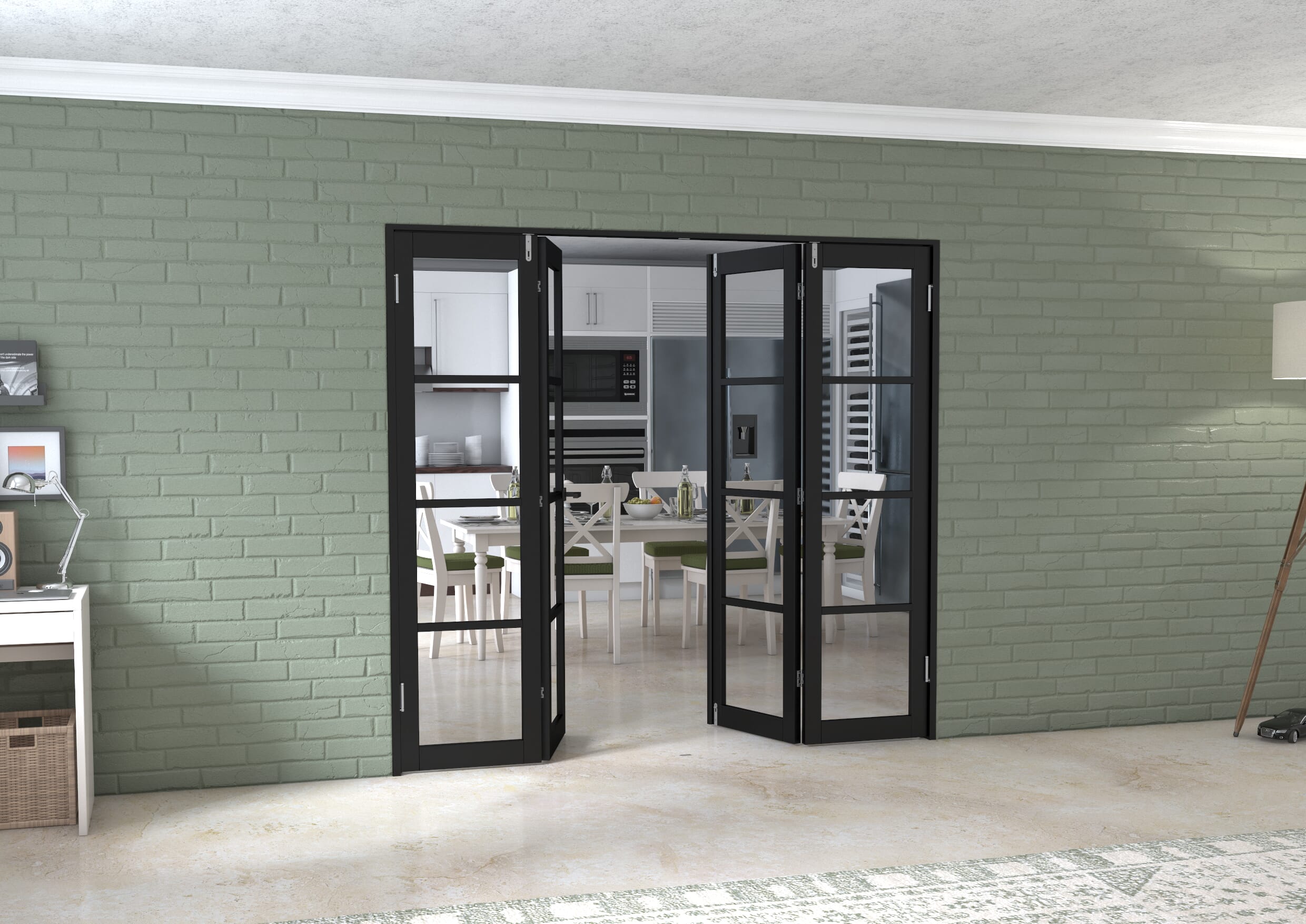 Black Kensington 4L 4 Door Frenchfold (4 x 533mm Doors)