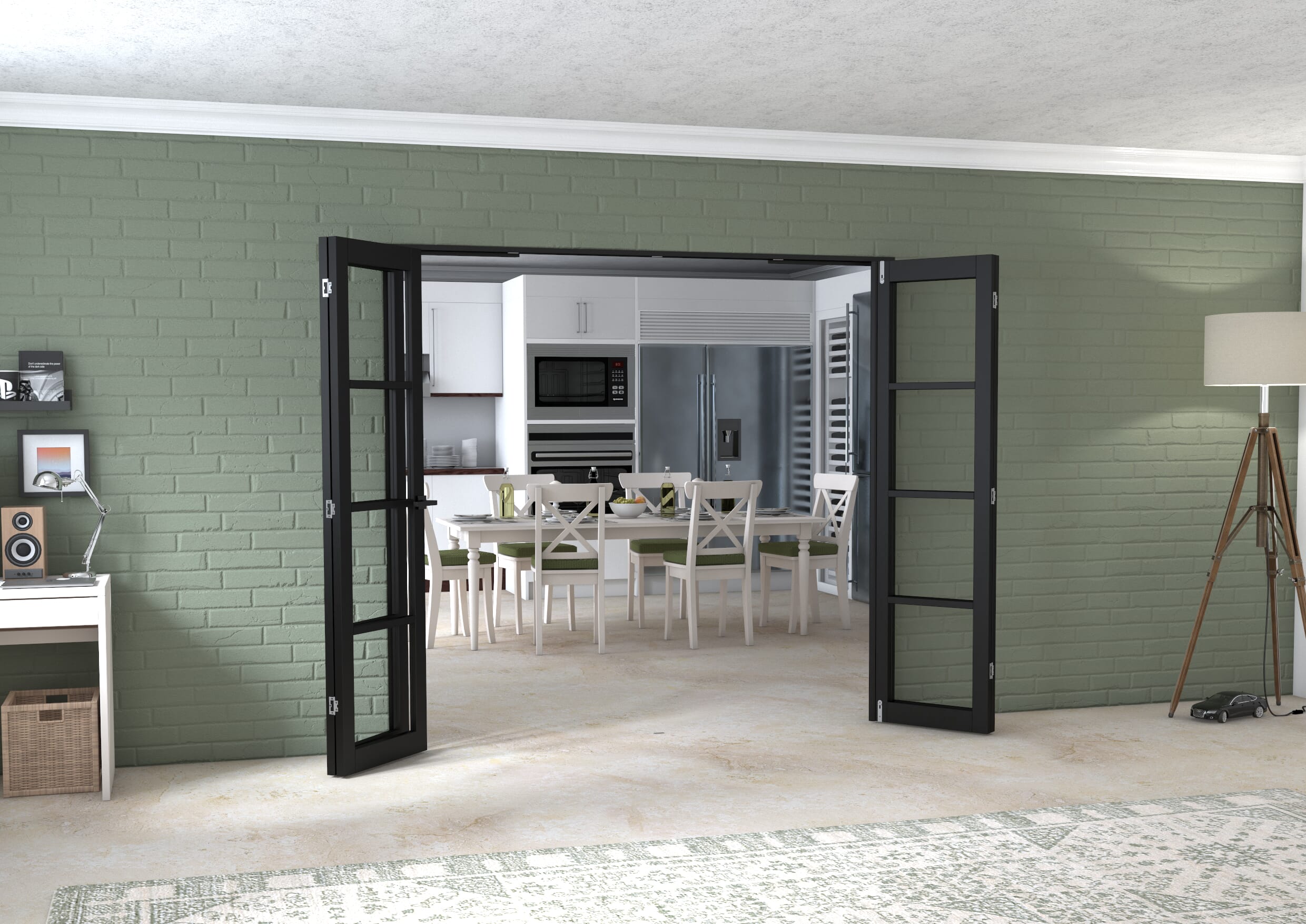 Black Kensington 4L 4 Door Frenchfold (4 x 533mm Doors)