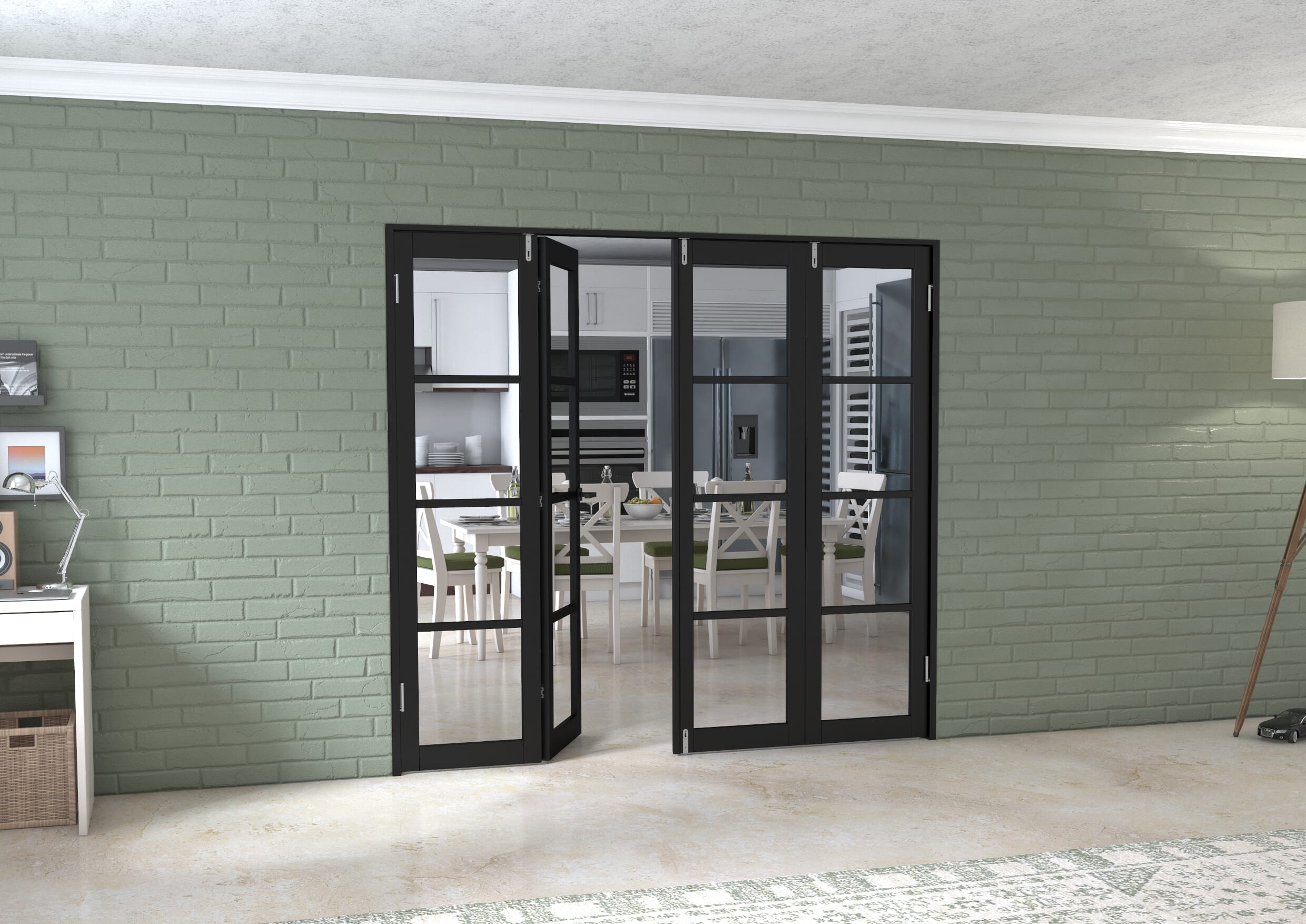 Black Kensington 4L 4 Door Frenchfold (4 x 533mm Doors)
