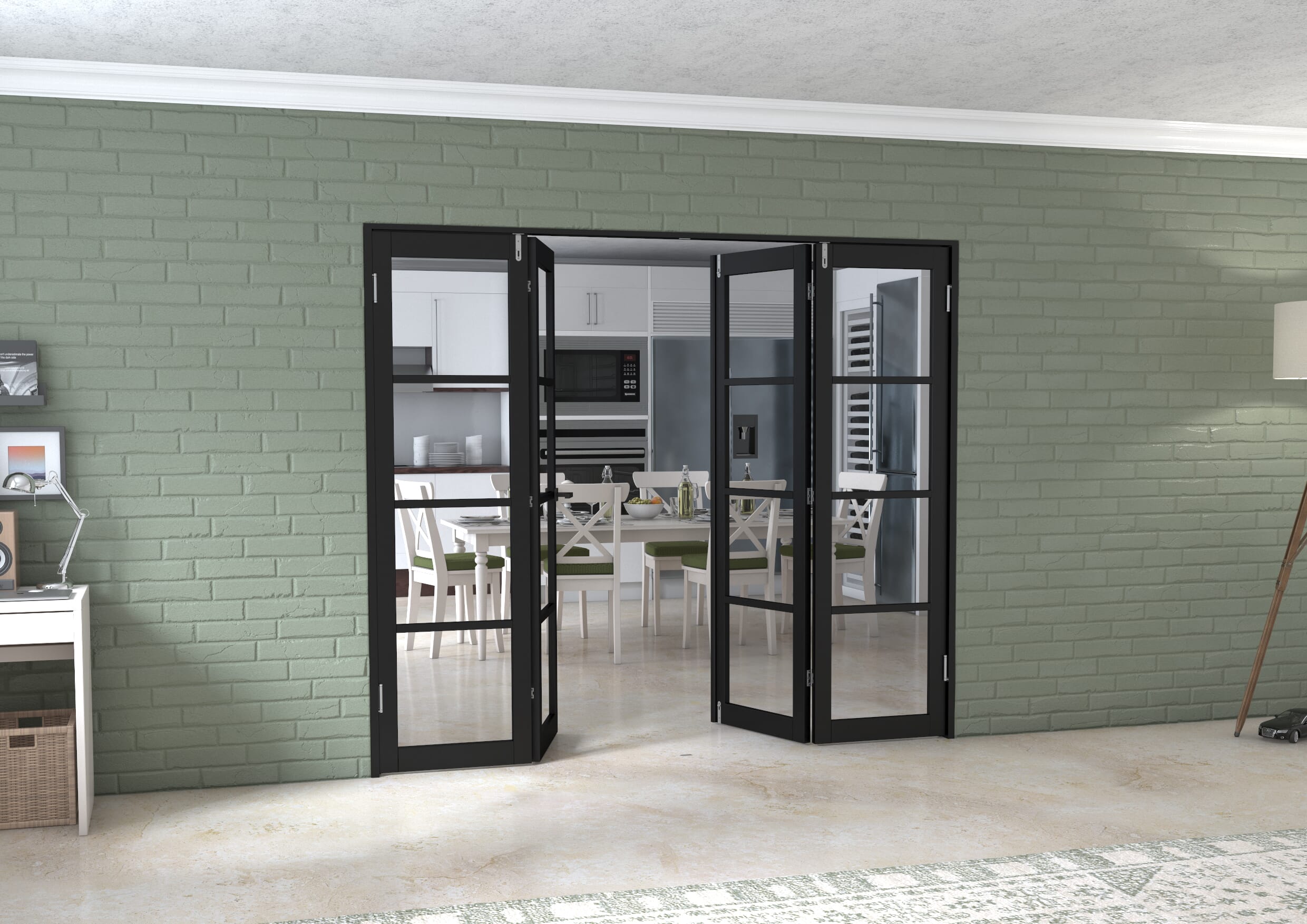 Black Kensington 4L 4 Door Frenchfold (4 x 573mm Doors)