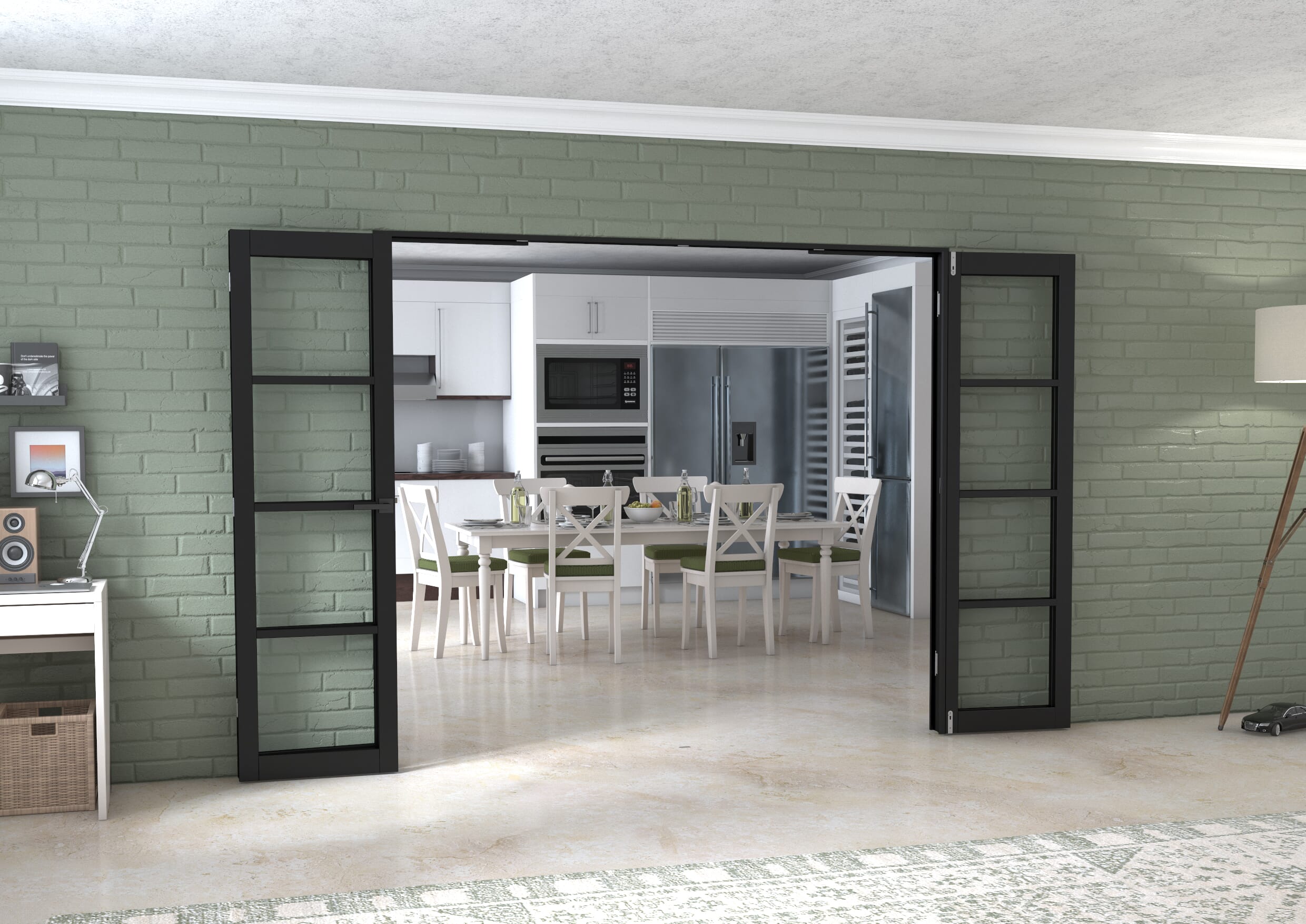 Black Kensington 4L 4 Door Frenchfold (4 x 573mm Doors)