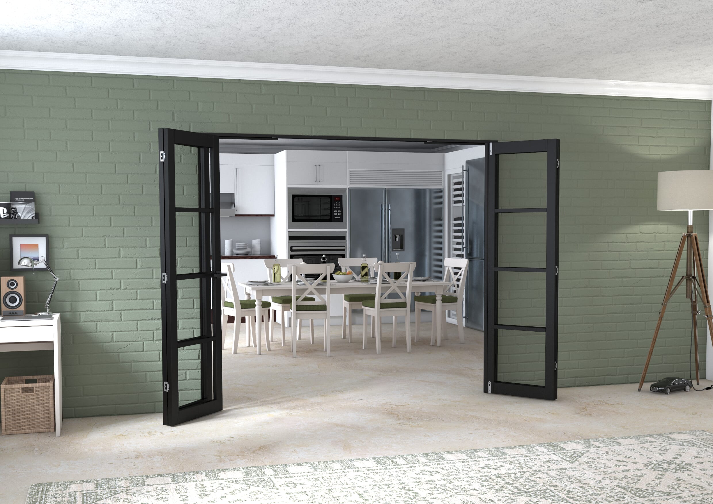 Black Kensington 4L 4 Door Frenchfold (4 x 573mm Doors)