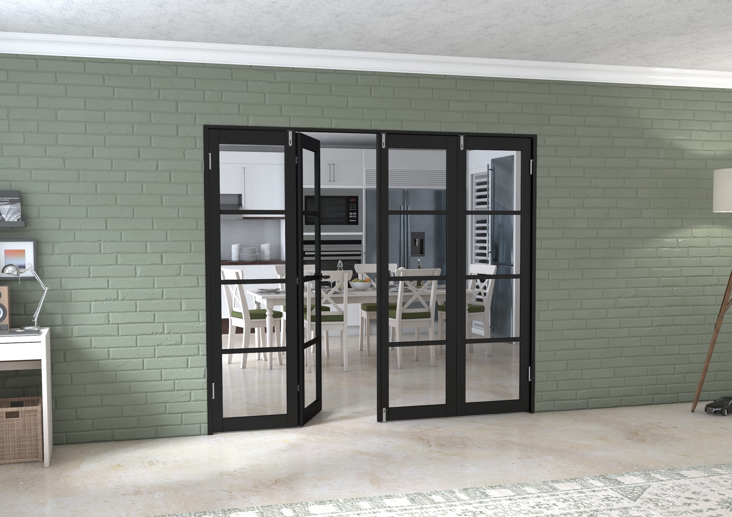 Black Kensington 4L 4 Door Frenchfold (4 x 573mm Doors)