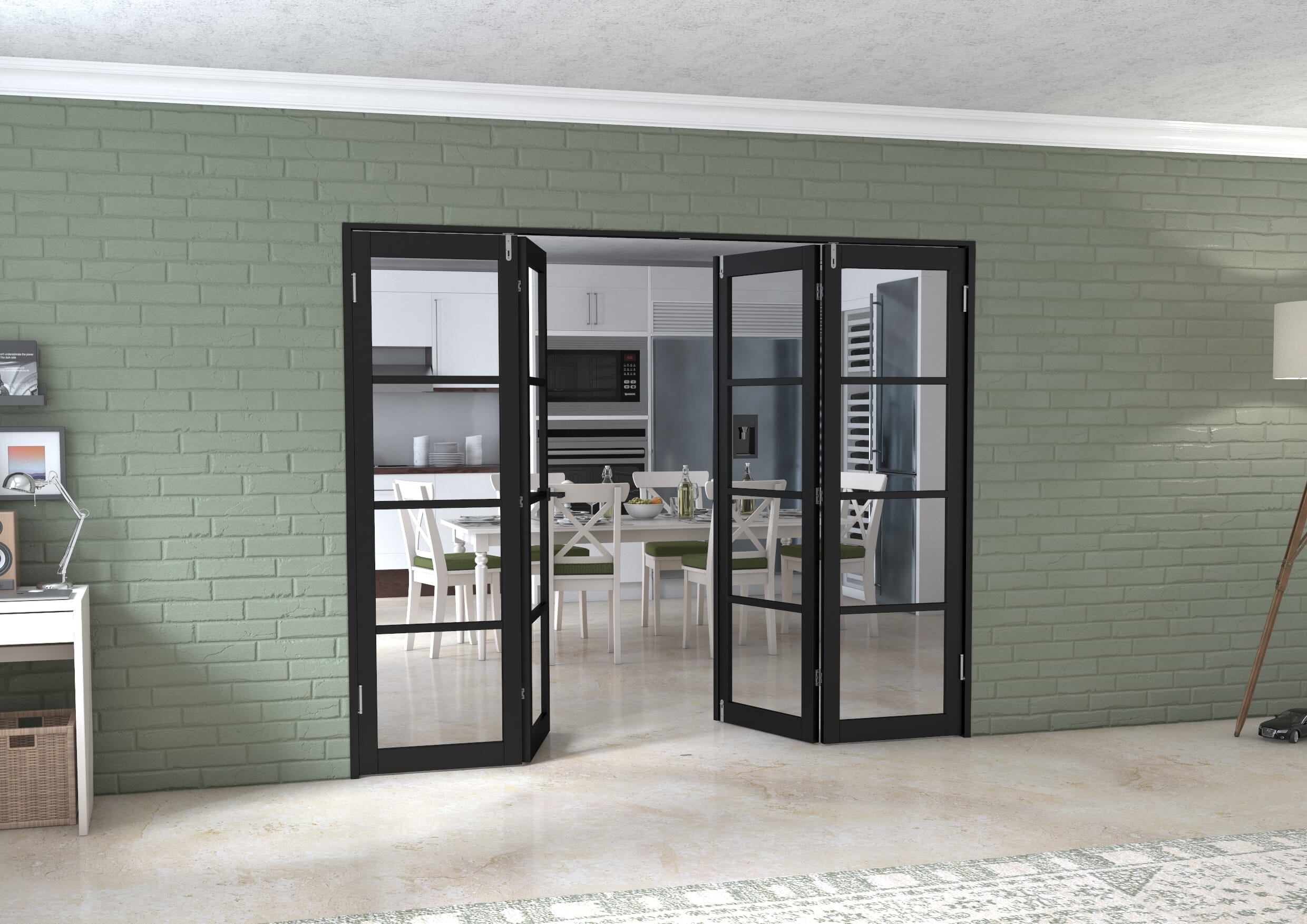 Black Kensington 4L 4 Door Frenchfold (4 x 610mm Doors)