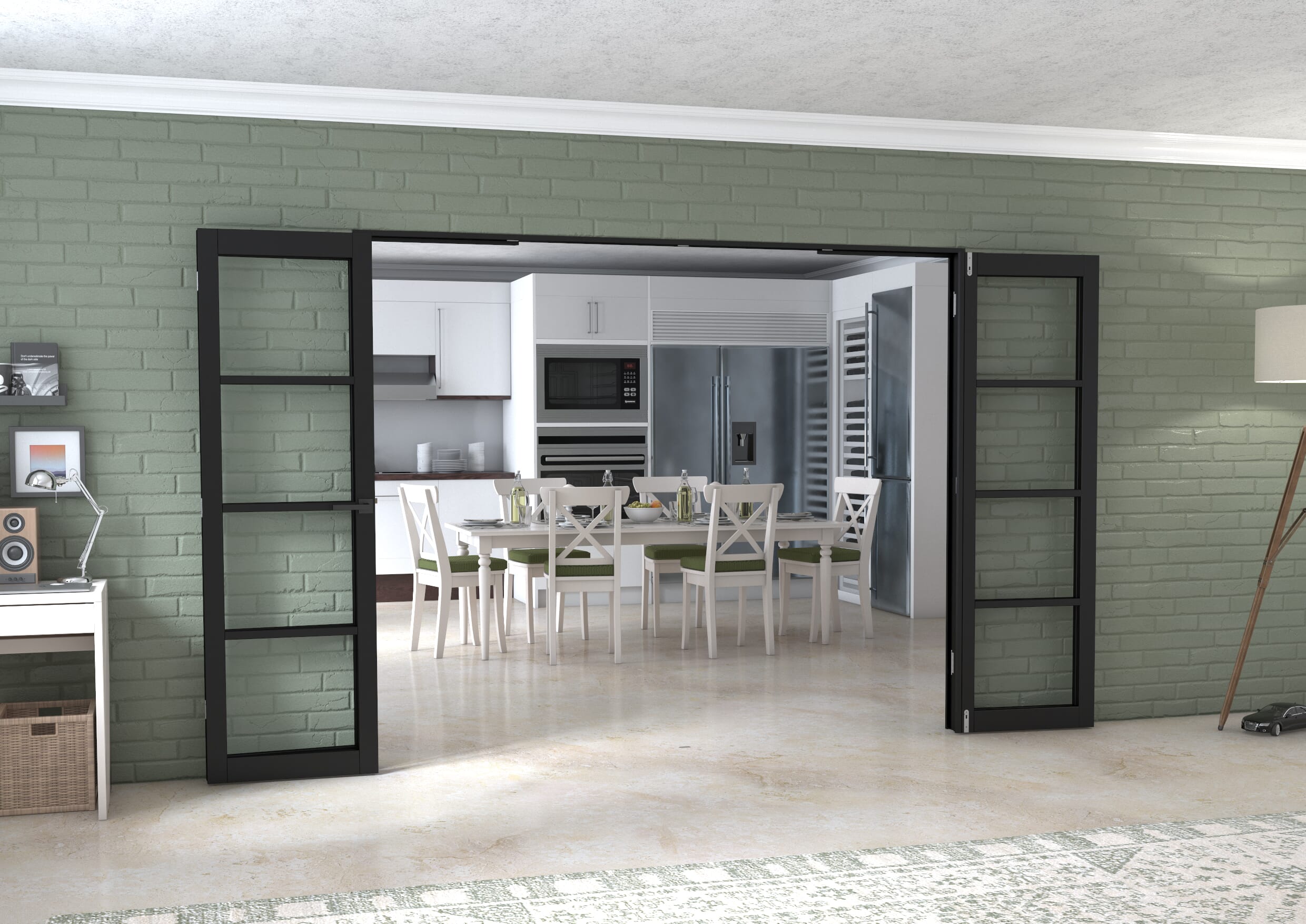 Black Kensington 4L 4 Door Frenchfold (4 x 610mm Doors)