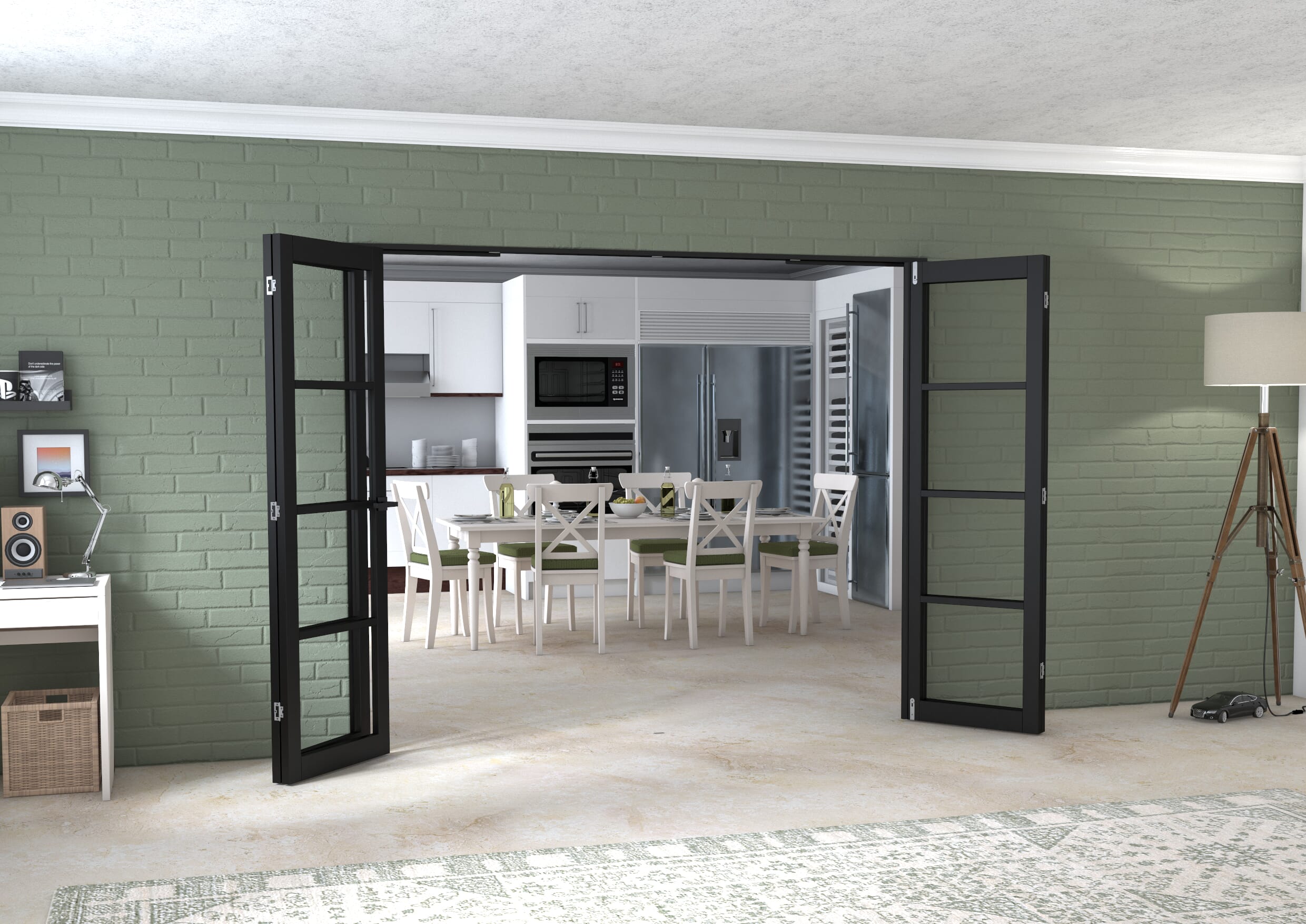 Black Kensington 4L 4 Door Frenchfold (4 x 610mm Doors)