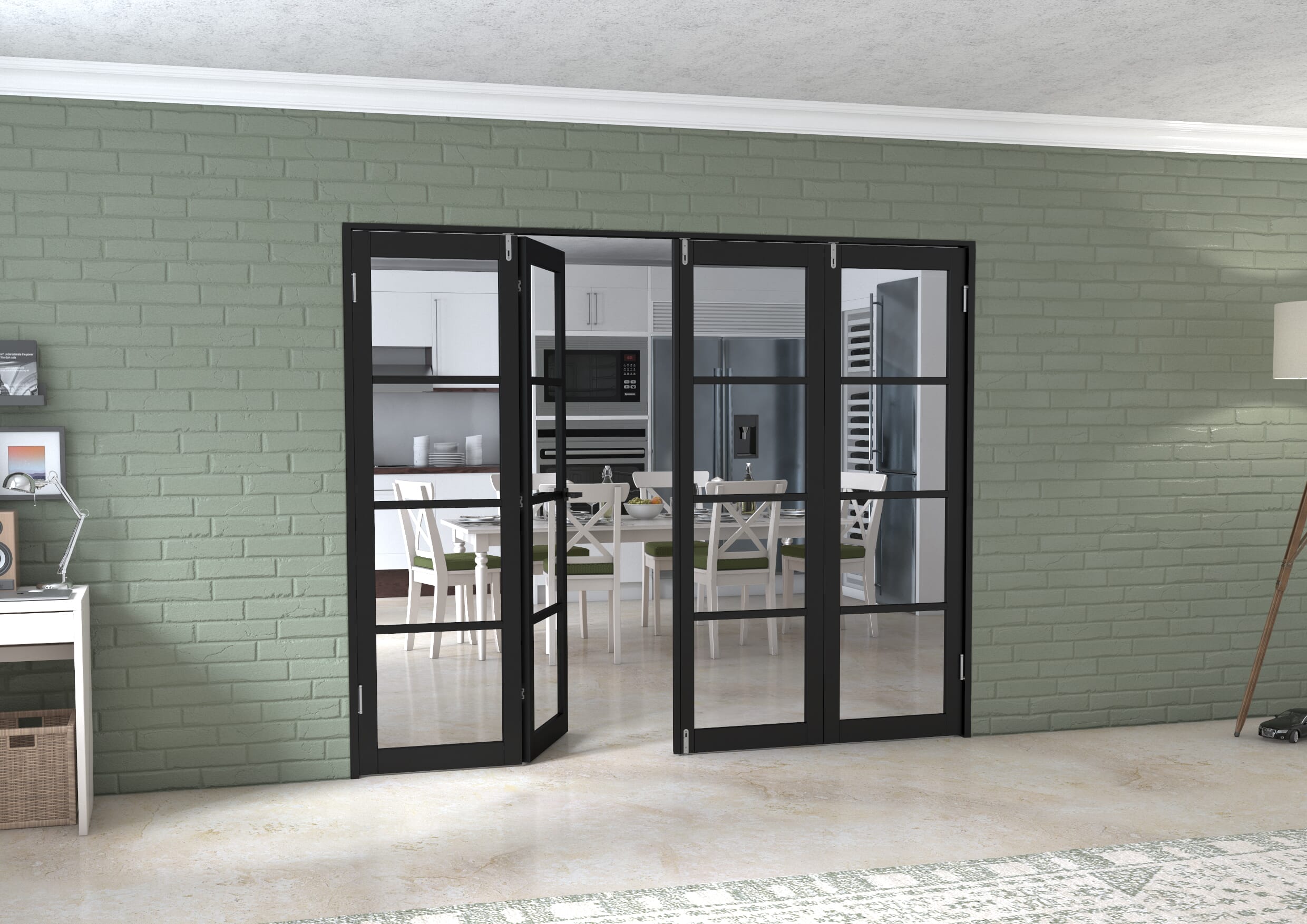Black Kensington 4L 4 Door Frenchfold (4 x 610mm Doors)