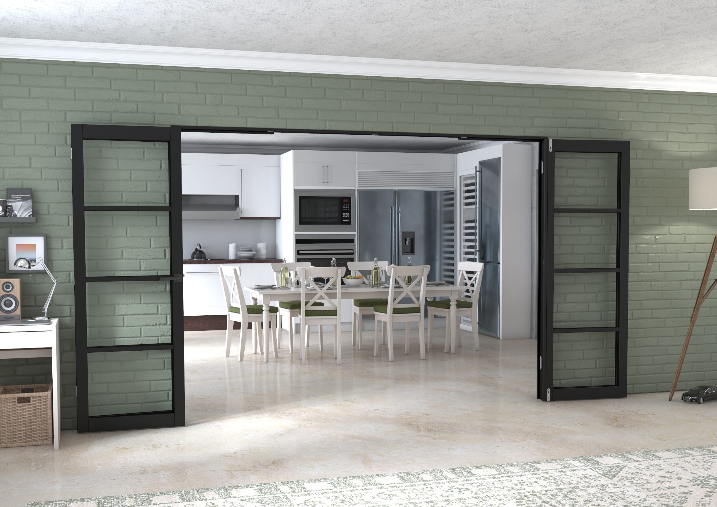 Black Kensington 4L 4 Door Frenchfold (4 x 686mm Doors)
