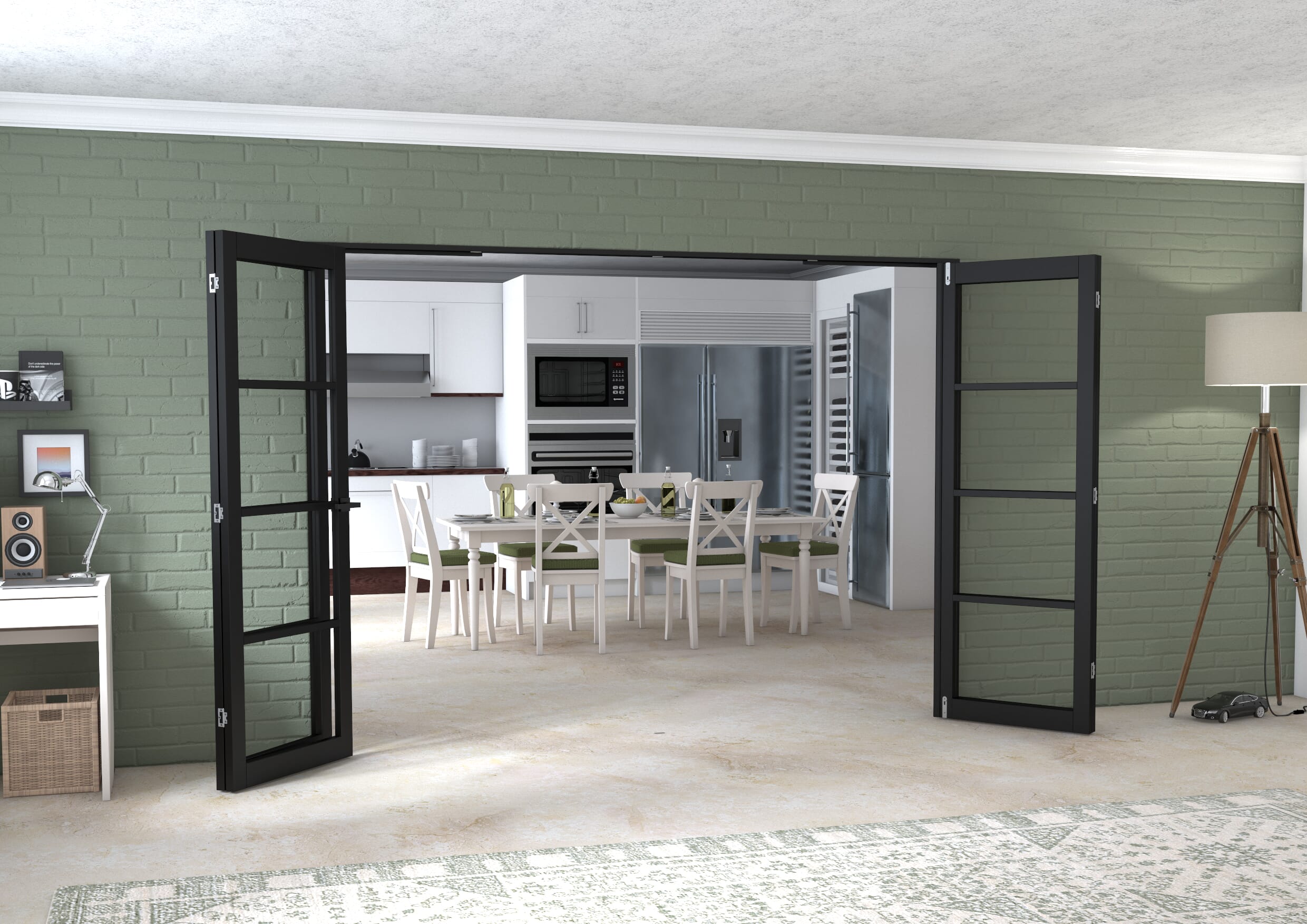 Black Kensington 4L 4 Door Frenchfold (4 x 686mm Doors)
