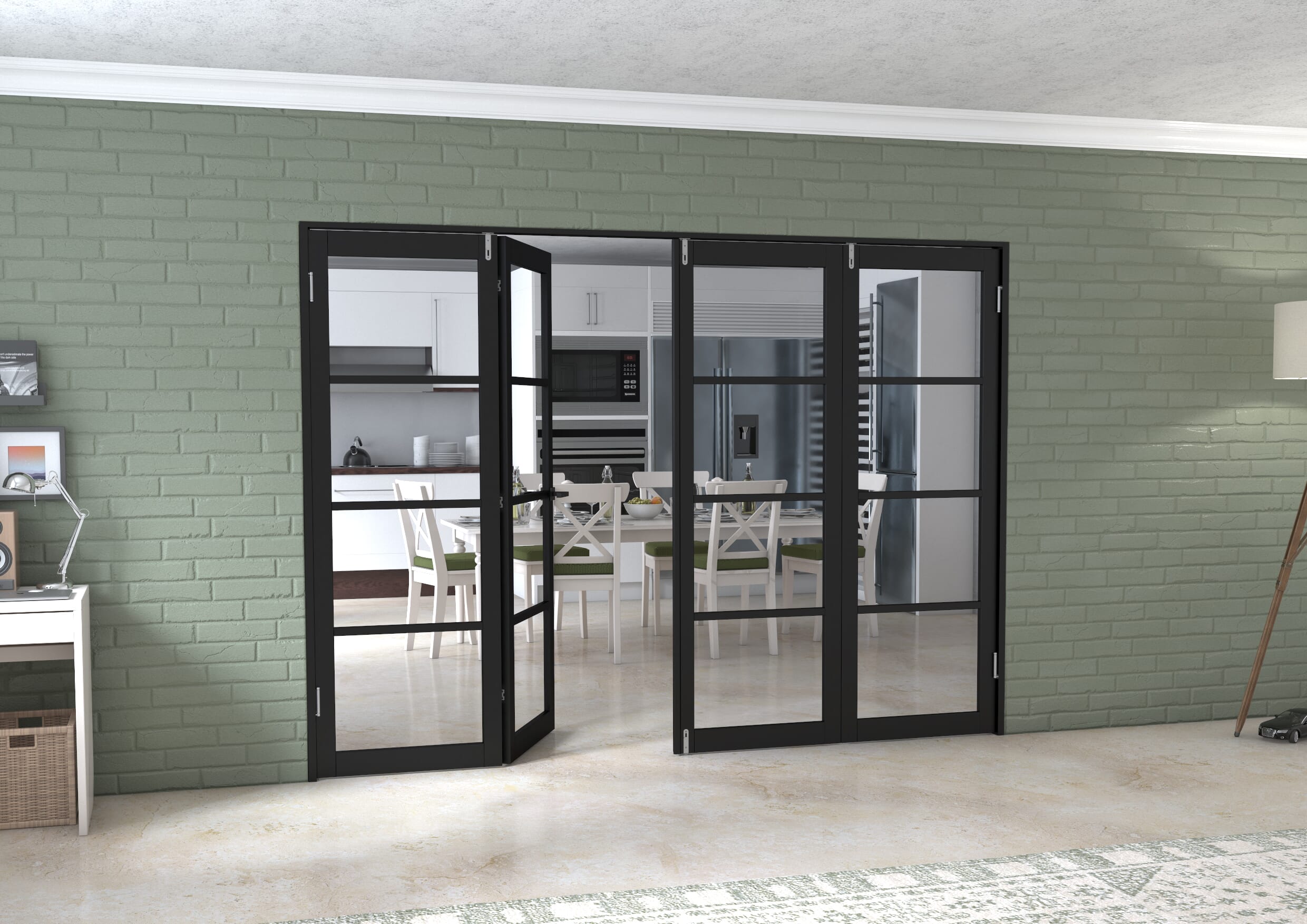 Black Kensington 4L 4 Door Frenchfold (4 x 686mm Doors)