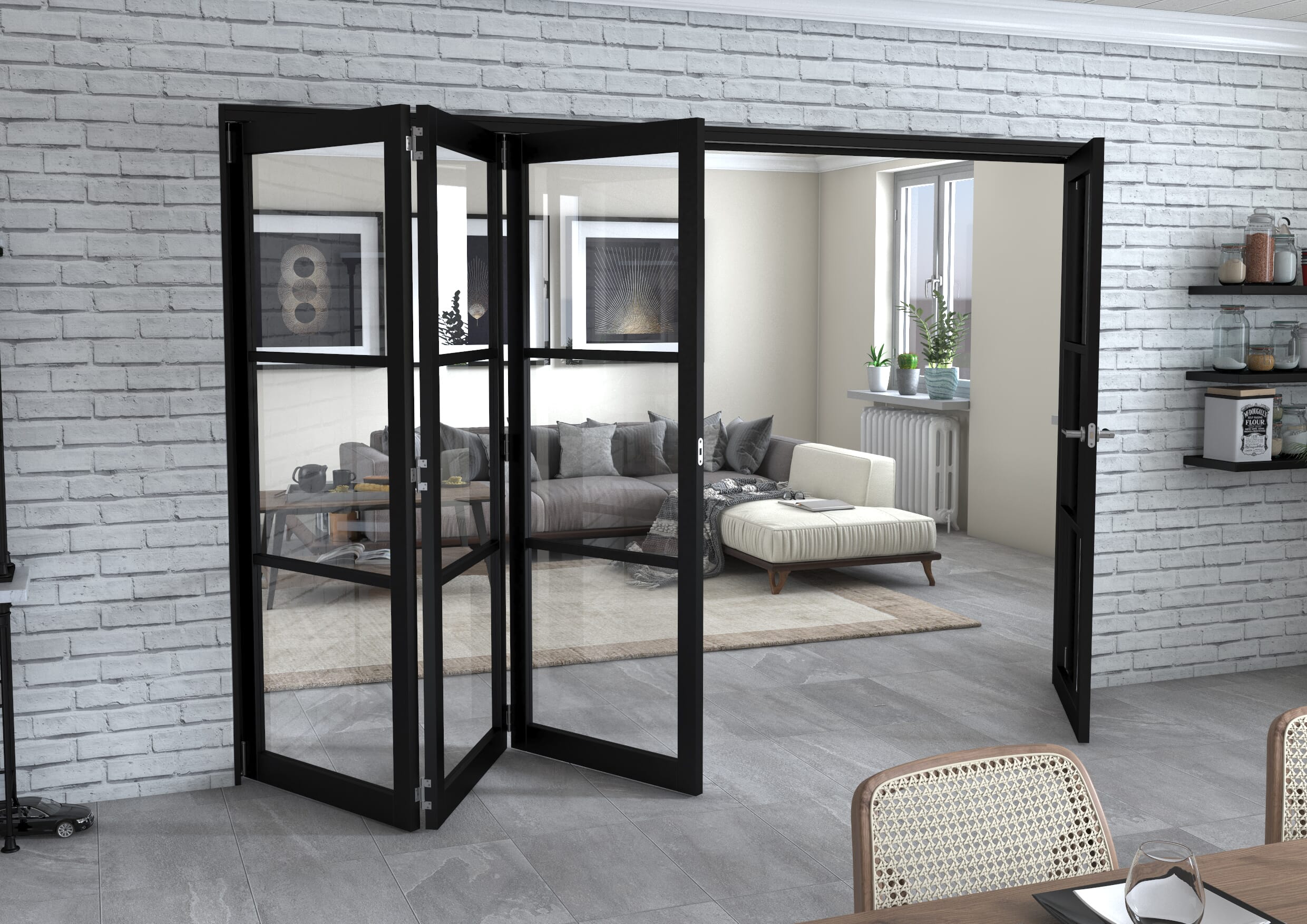 Black Heritage 4 Door Roomfold Grande (3 + 1 x 762mm Doors)