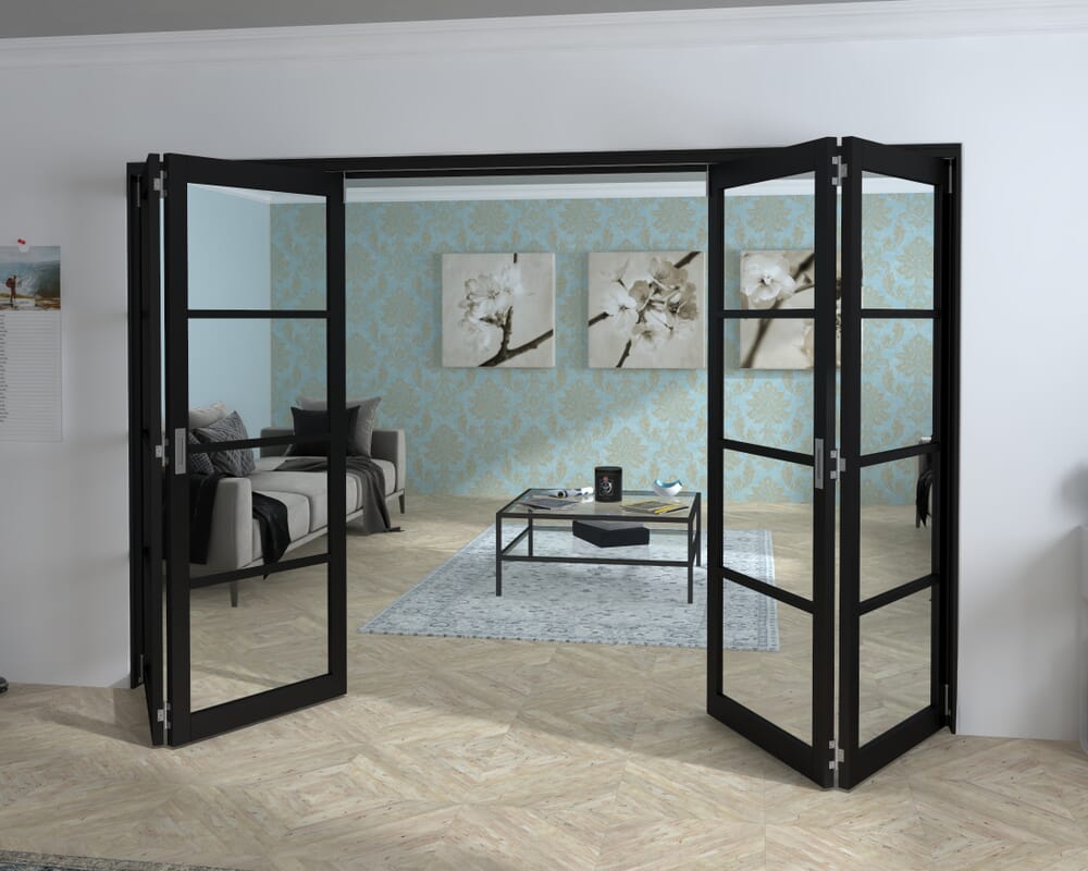 Black Kensington 4L 4 Door Roomfold Grande (2 + 2 x 762mm Doors)