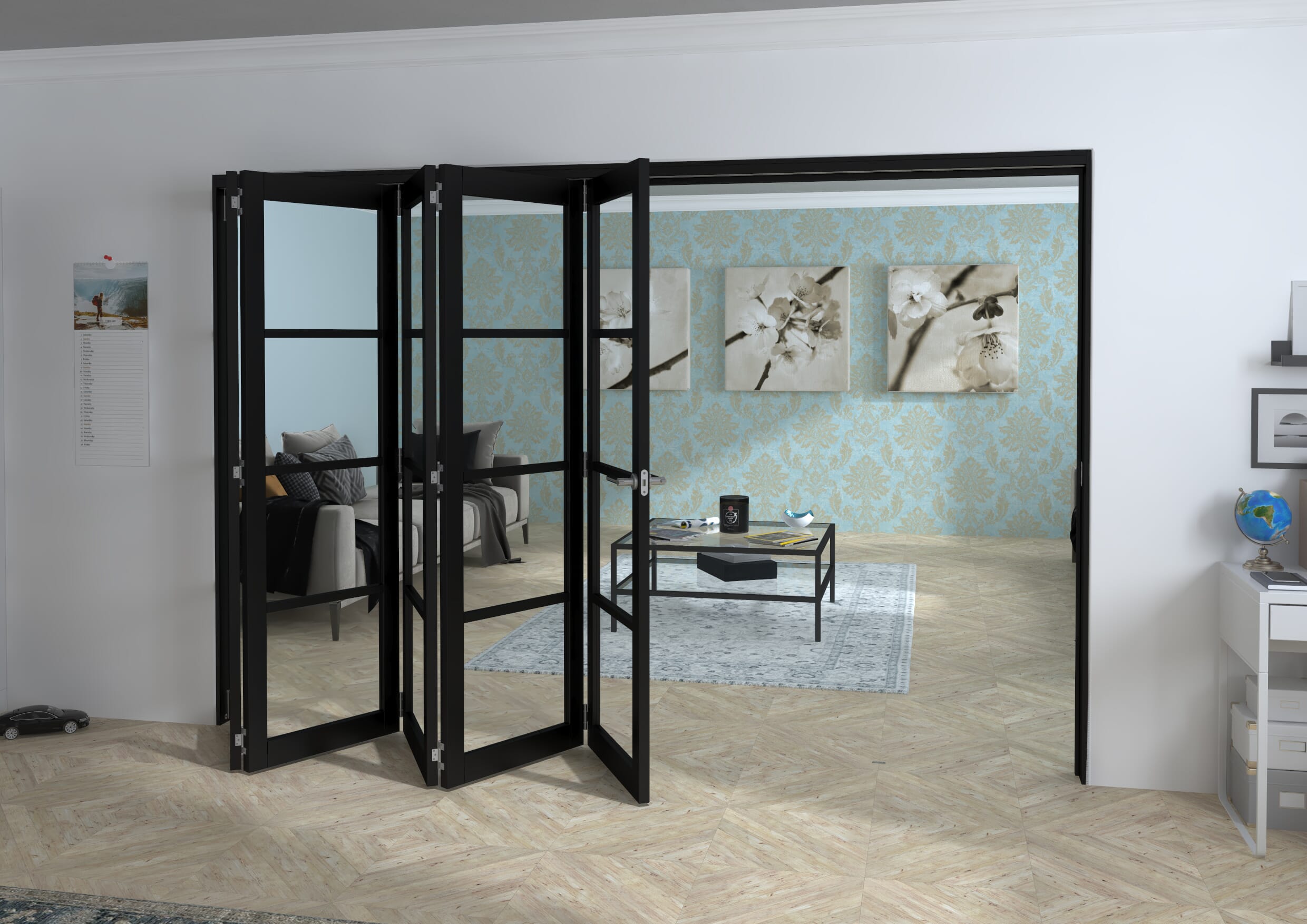 Black Kensington 4L 5 Door Roomfold Grande (5 + 0 x 610mm Doors)