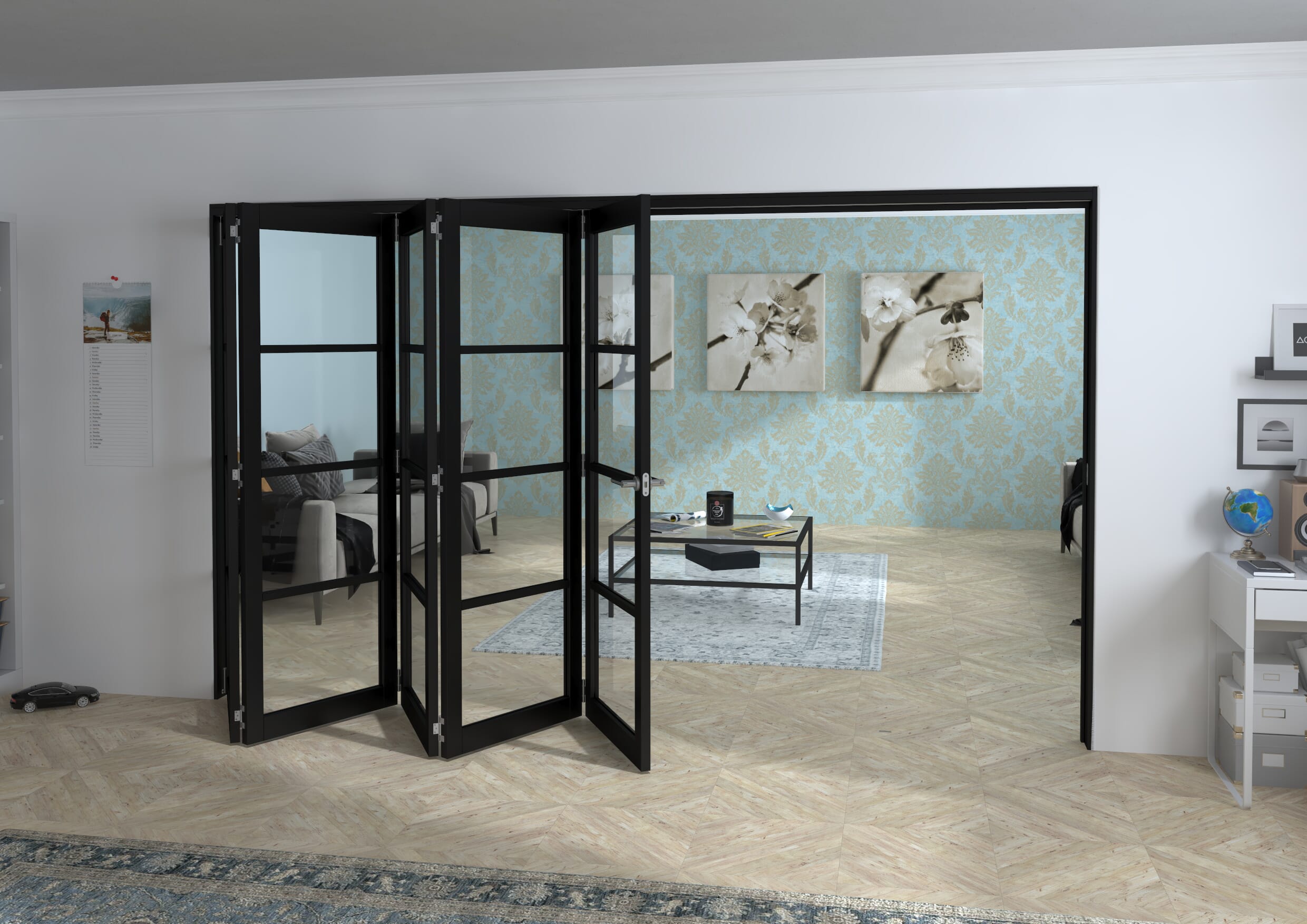 Black Kensington 4L 5 Door Roomfold Grande (5 + 0 x 686mm Doors)